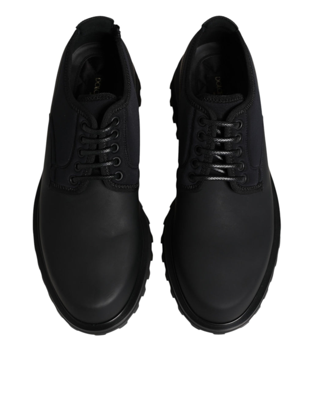 Dolce & Gabbana Schwarze Leder-Schnürschuhe für Trekking-Anzüge