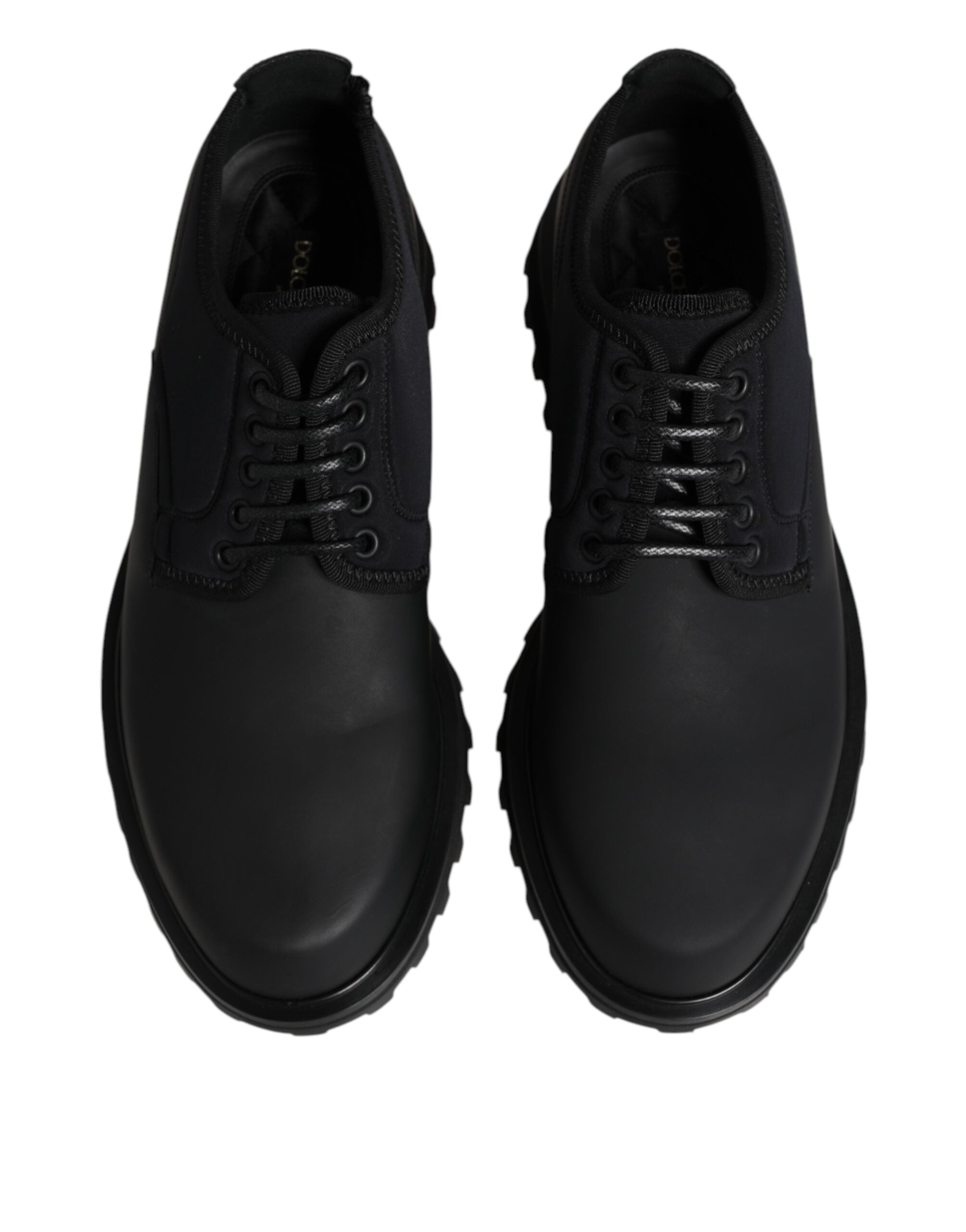 Dolce & Gabbana Schwarze Leder-Schnürschuhe für Trekking-Anzüge