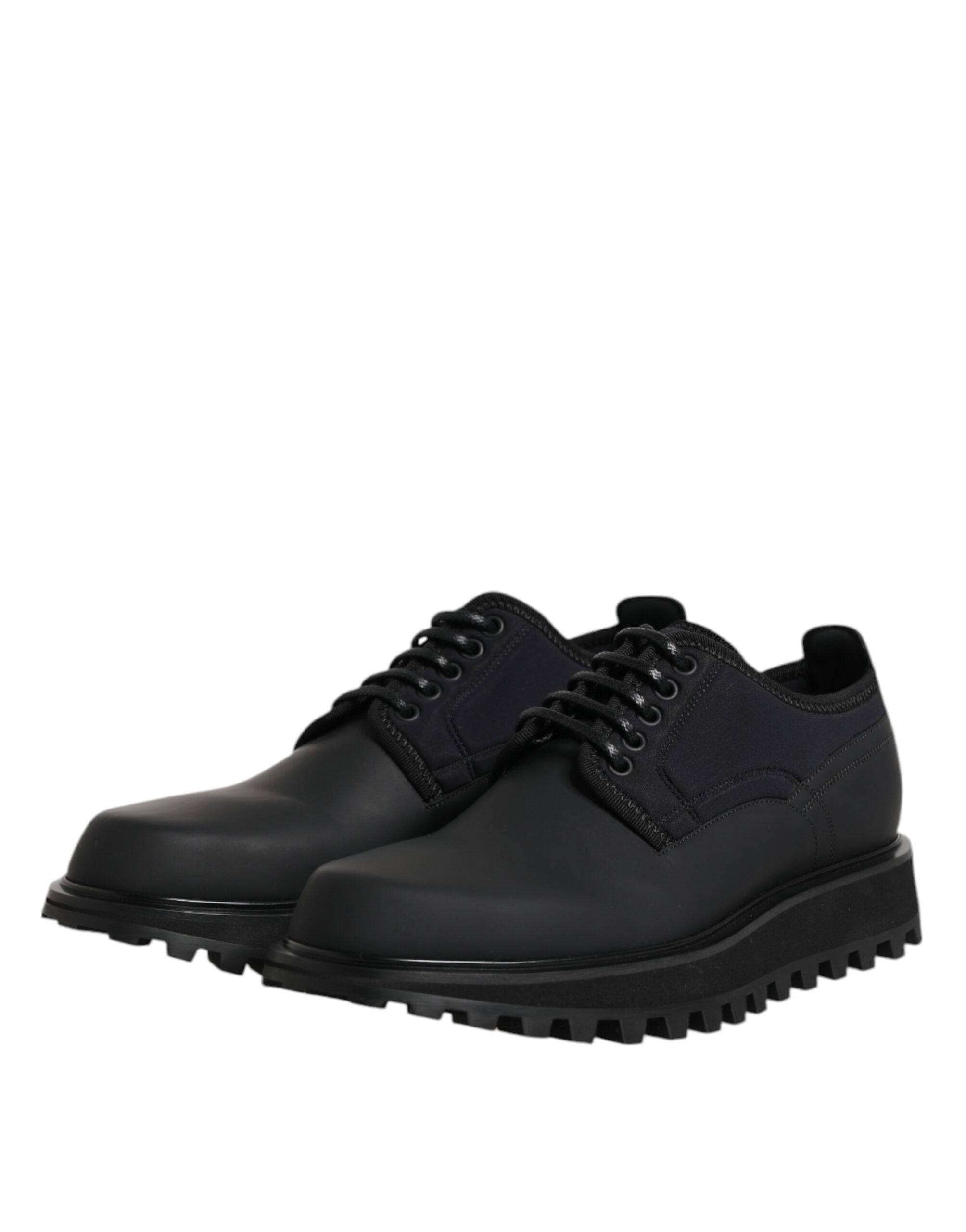 Dolce & Gabbana Schwarze Leder-Schnürschuhe für Trekking-Anzüge