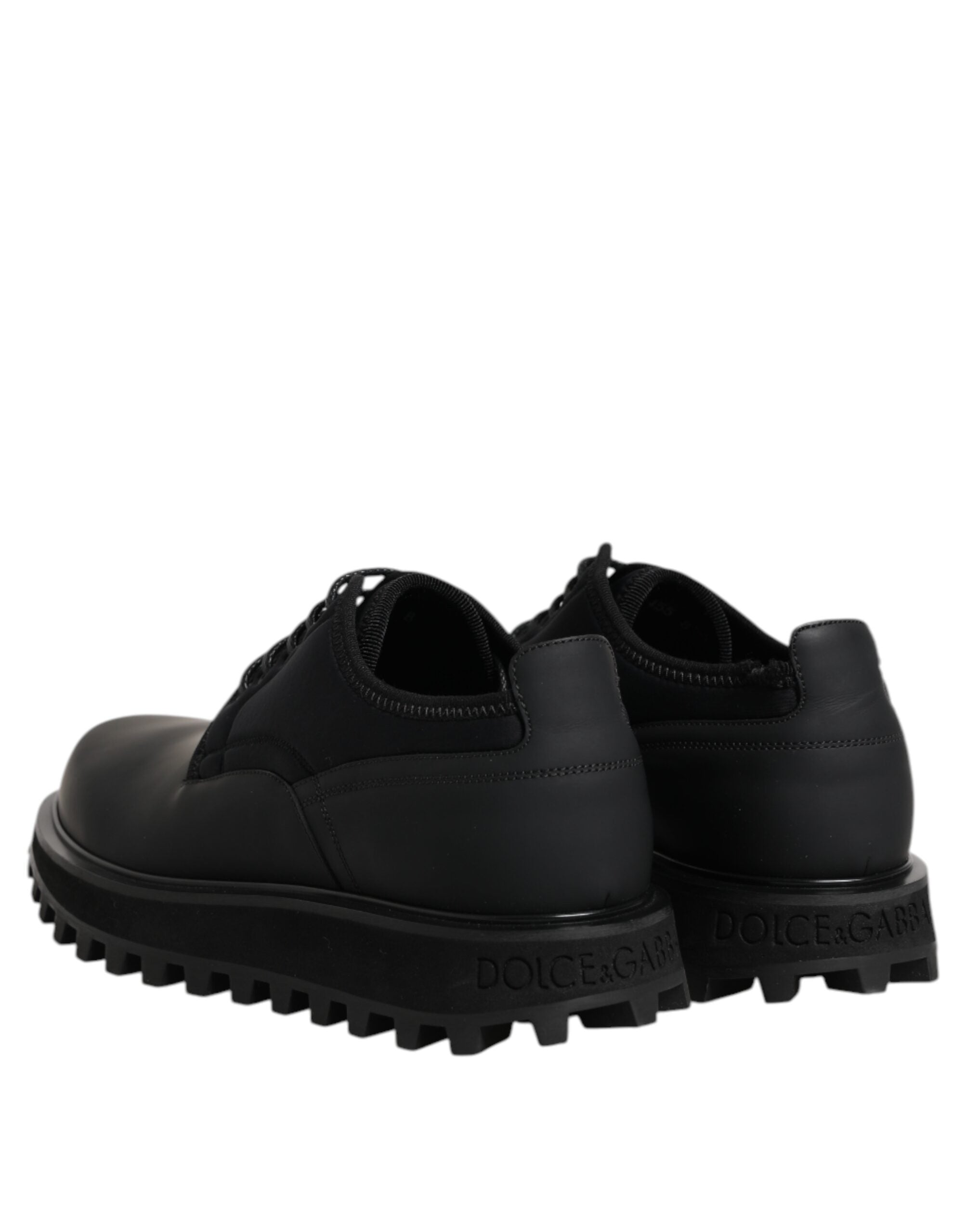 Dolce & Gabbana Schwarze Leder-Schnürschuhe für Trekking-Anzüge