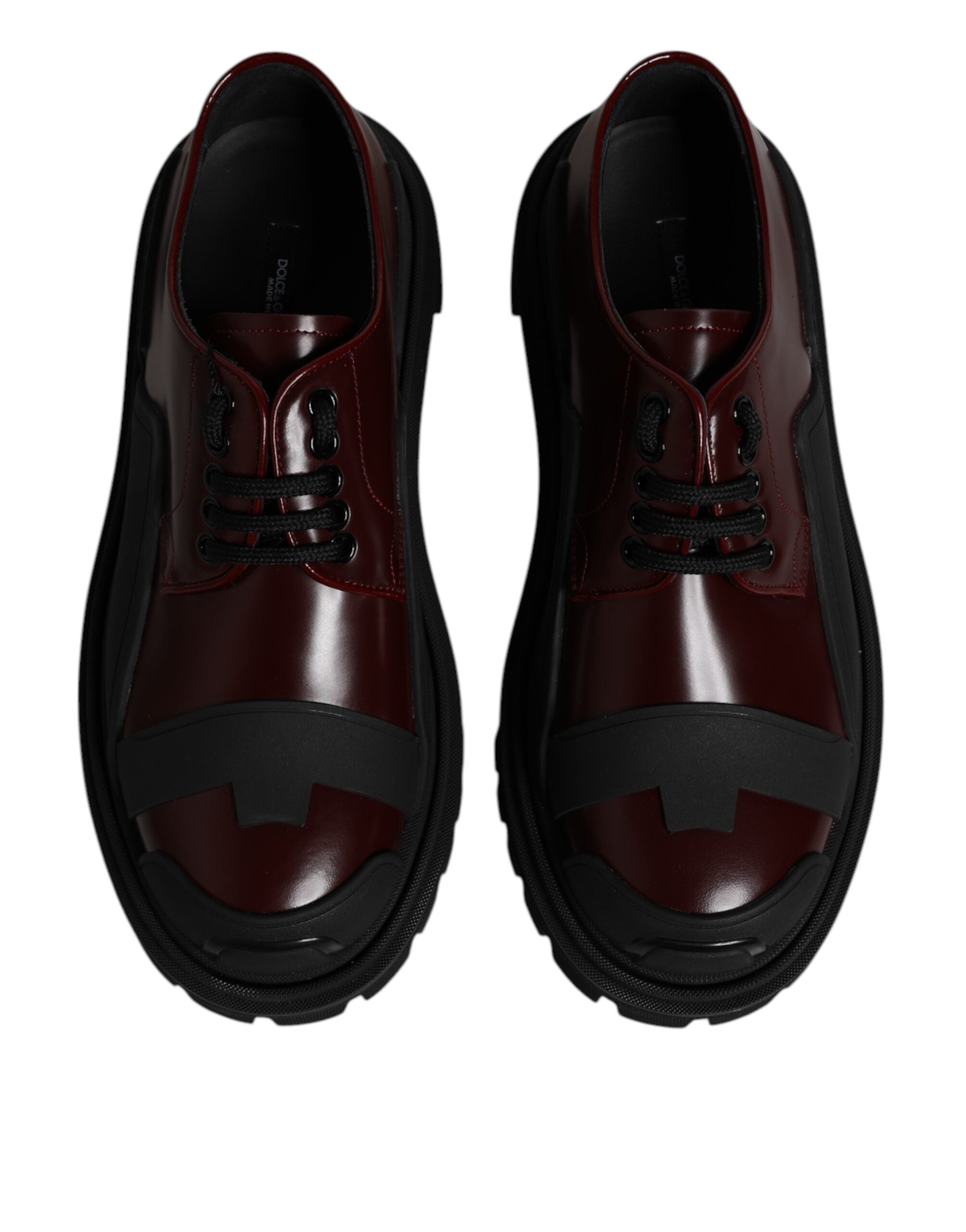 Dolce & Gabbana Rote Leder-Schnürschuhe für Trekking-Anzüge