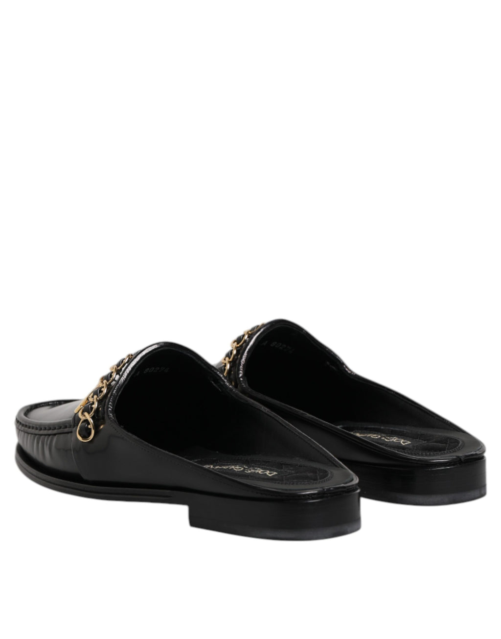 Dolce & Gabbana Schwarze Leder DG Kette verschönert Sandalen Schuhe