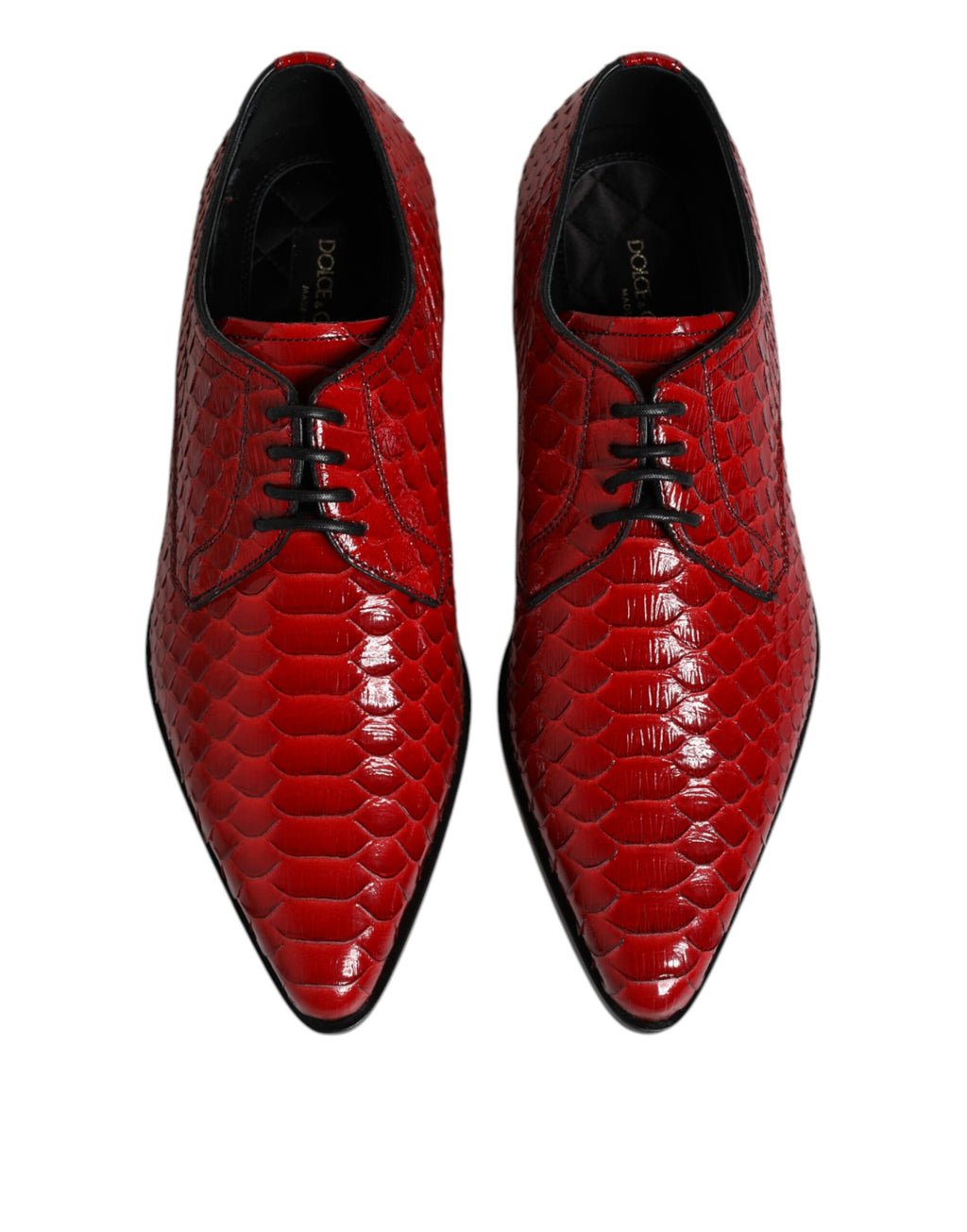 Dolce & Gabbana Rote Exotische Leder Schnürschuhe Dress Derby Schuhe