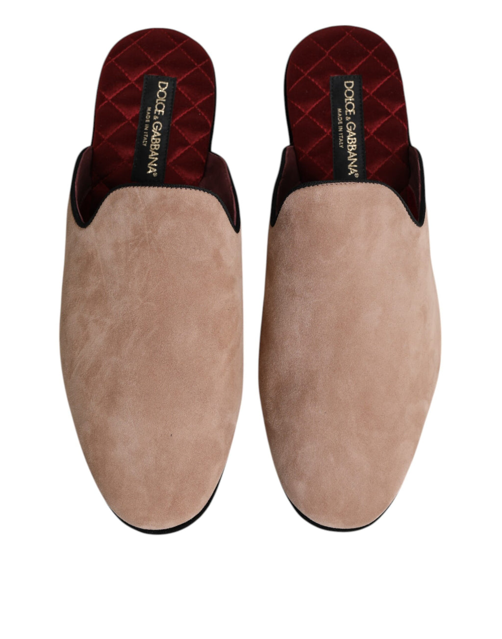 Dolce & Gabbana Beige Capra Wildleder Pantoffeln Flach Hausschuhe