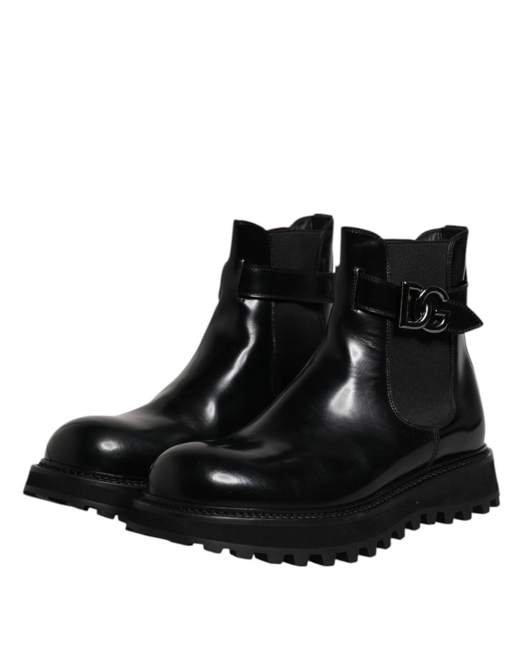 Dolce & Gabbana Zwarte, Met Riem Versierde DG-Logo Chelsea Boots voor Heren