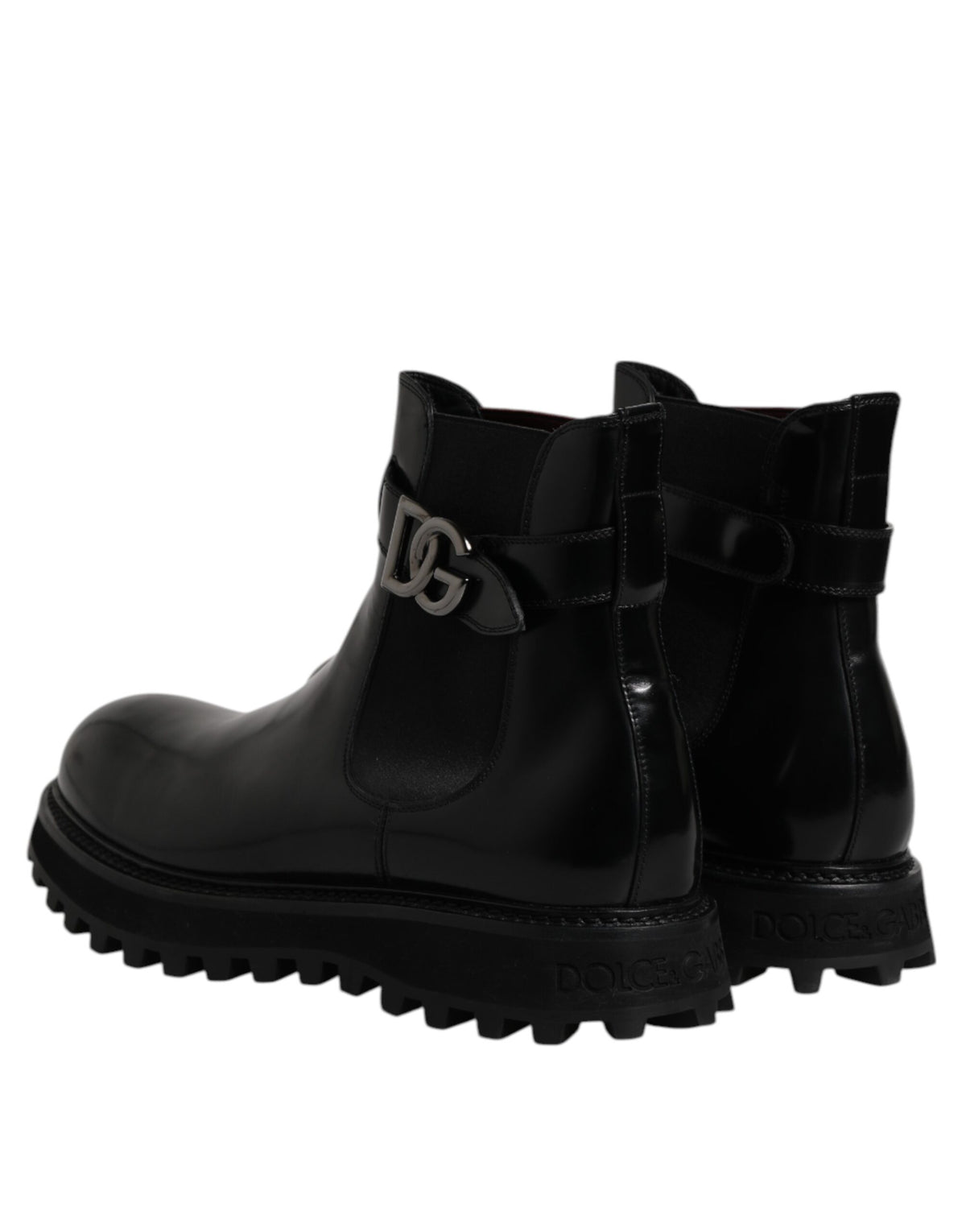 Dolce & Gabbana Zwarte, Met Riem Versierde DG-Logo Chelsea Boots voor Heren