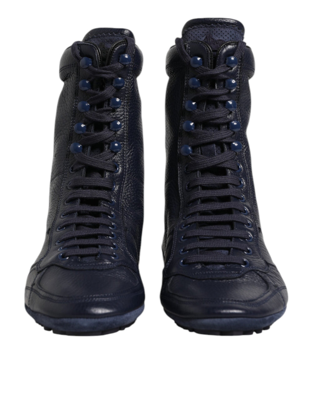 Dolce & Gabbana Dunkelblau Leder KING High Top Sneakers Schuhe