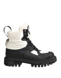Dolce & Gabbana Black White Padded Lace Up Short Boots Shoes