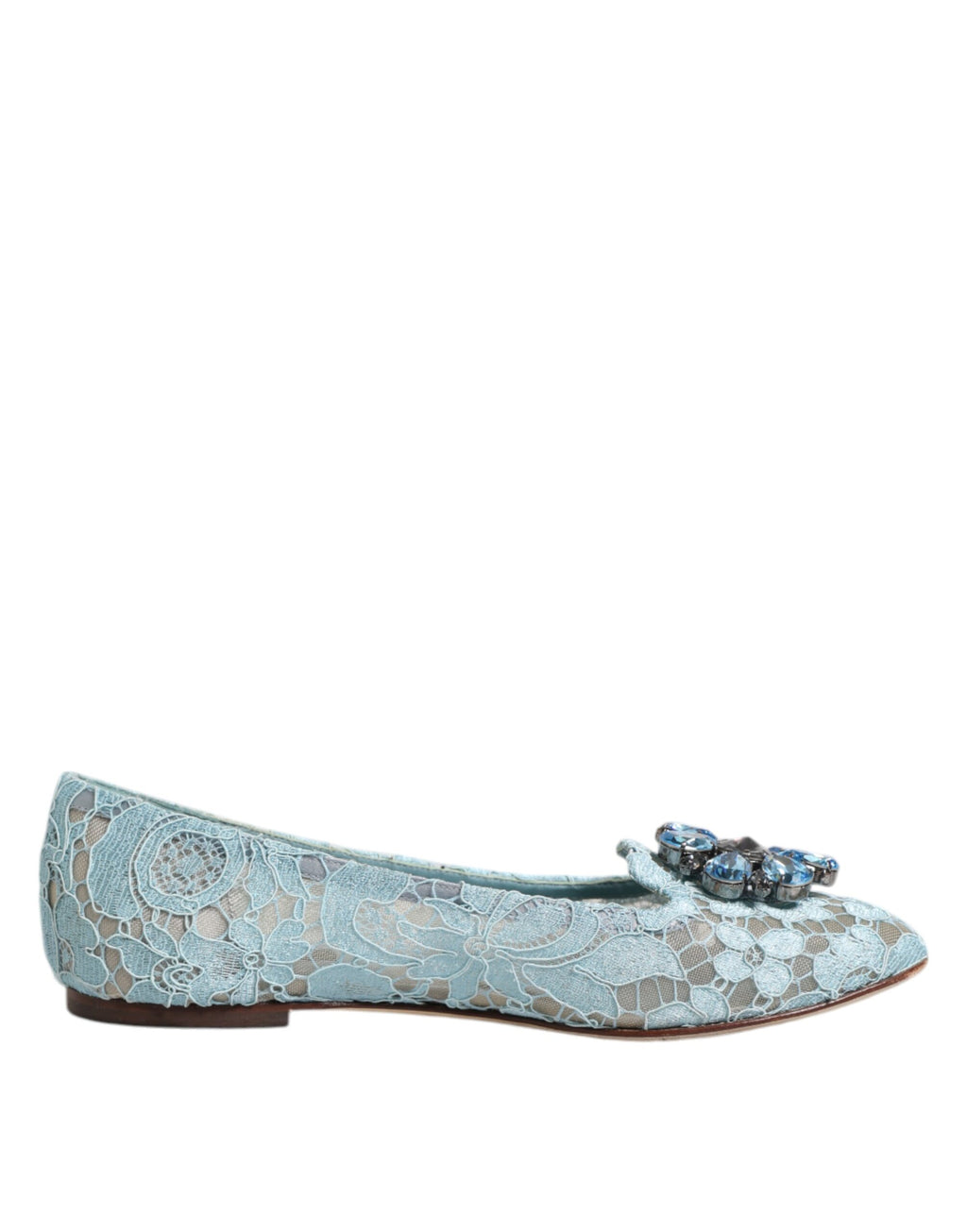 Dolce & Gabbana Blau Spitze Kristall Ballett Flats Loafers Schuhe