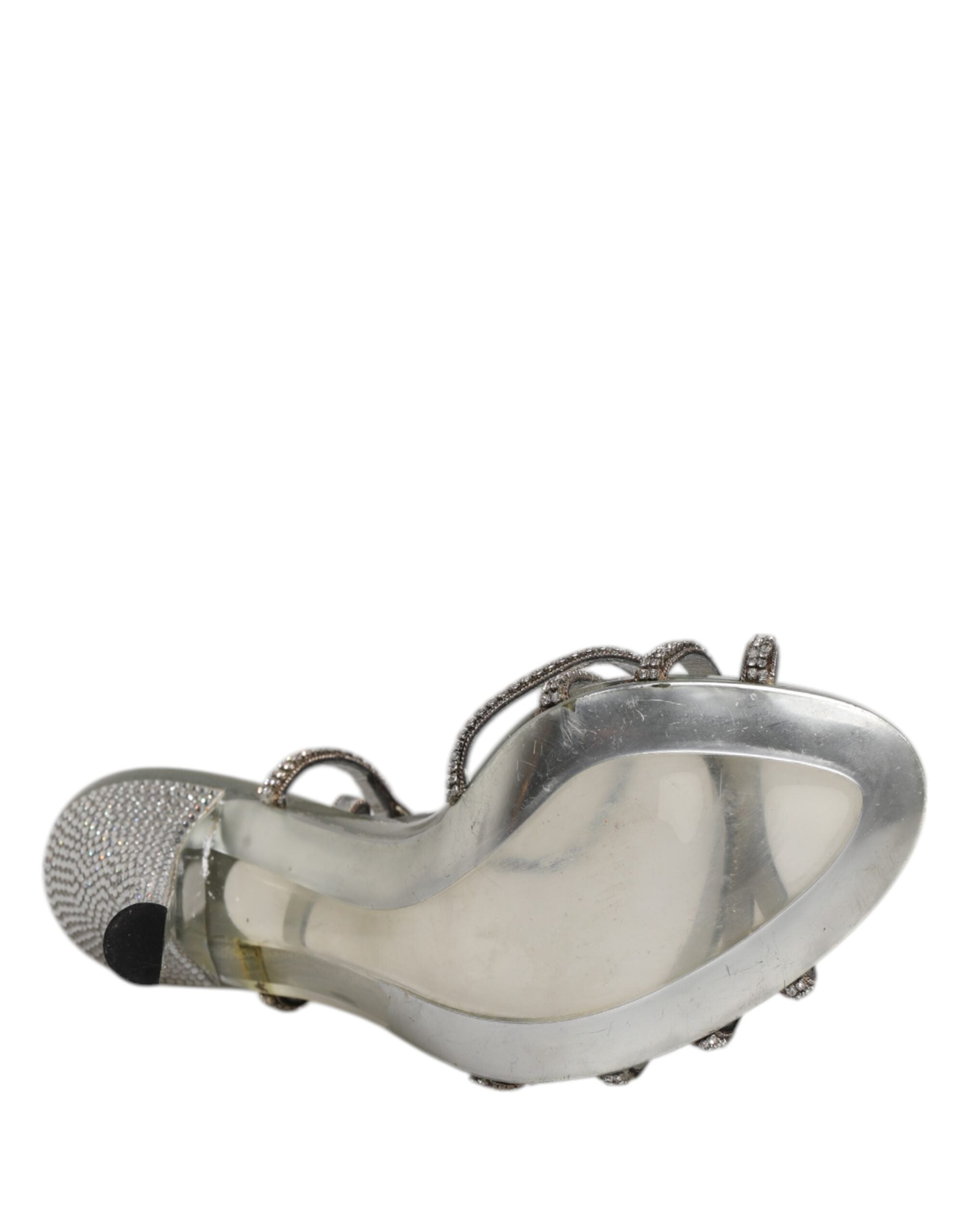 Dolce & Gabbana Silber Strass Knöchelriemen Heels Sandalen Schuhe