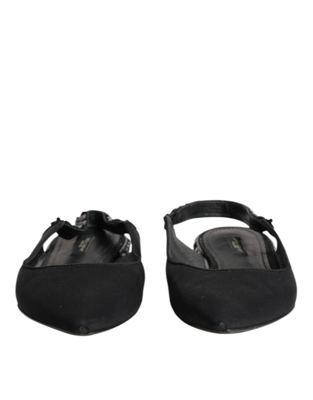 Dolce & Gabbana Schwarzer Kristall Charmeuse Slingback Schuhe