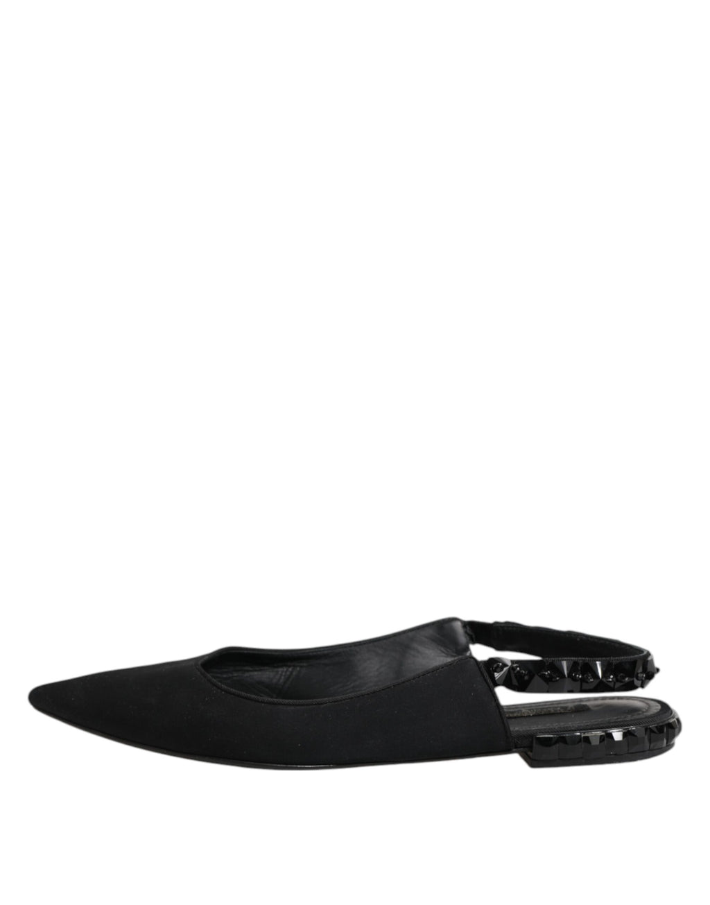 Dolce & Gabbana Schwarzer Kristall Charmeuse Slingback Schuhe