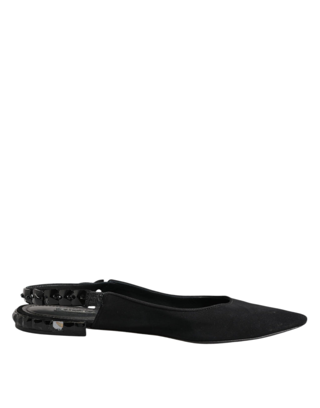 Dolce & Gabbana Black Crystal Charmeuse Slingback Shoes