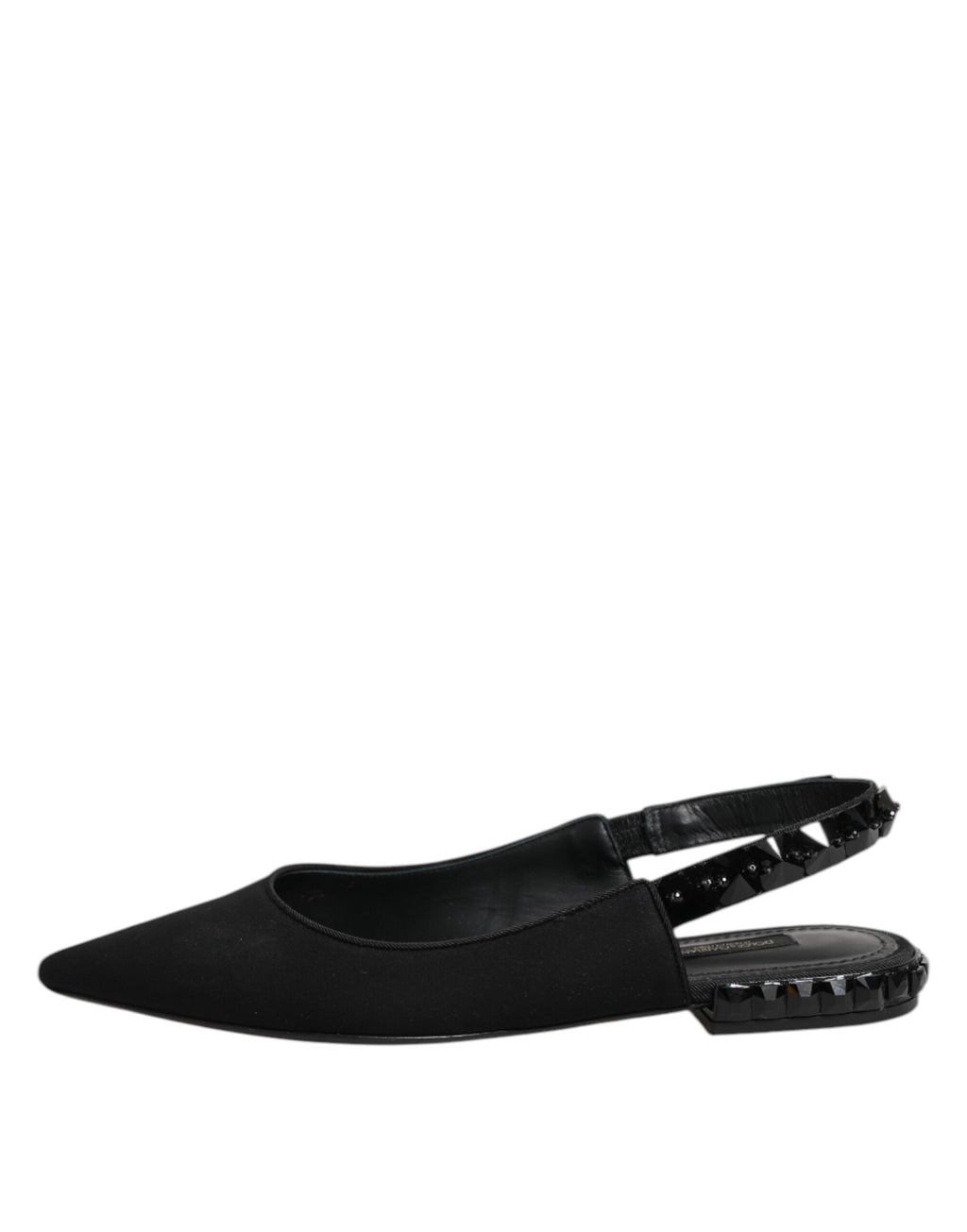 Dolce & Gabbana Schwarzer Kristall Charmeuse Slingback Schuhe