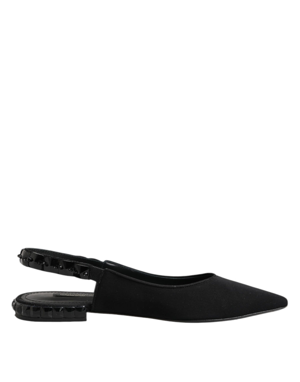 Dolce & Gabbana Schwarzer Kristall Charmeuse Slingback Schuhe
