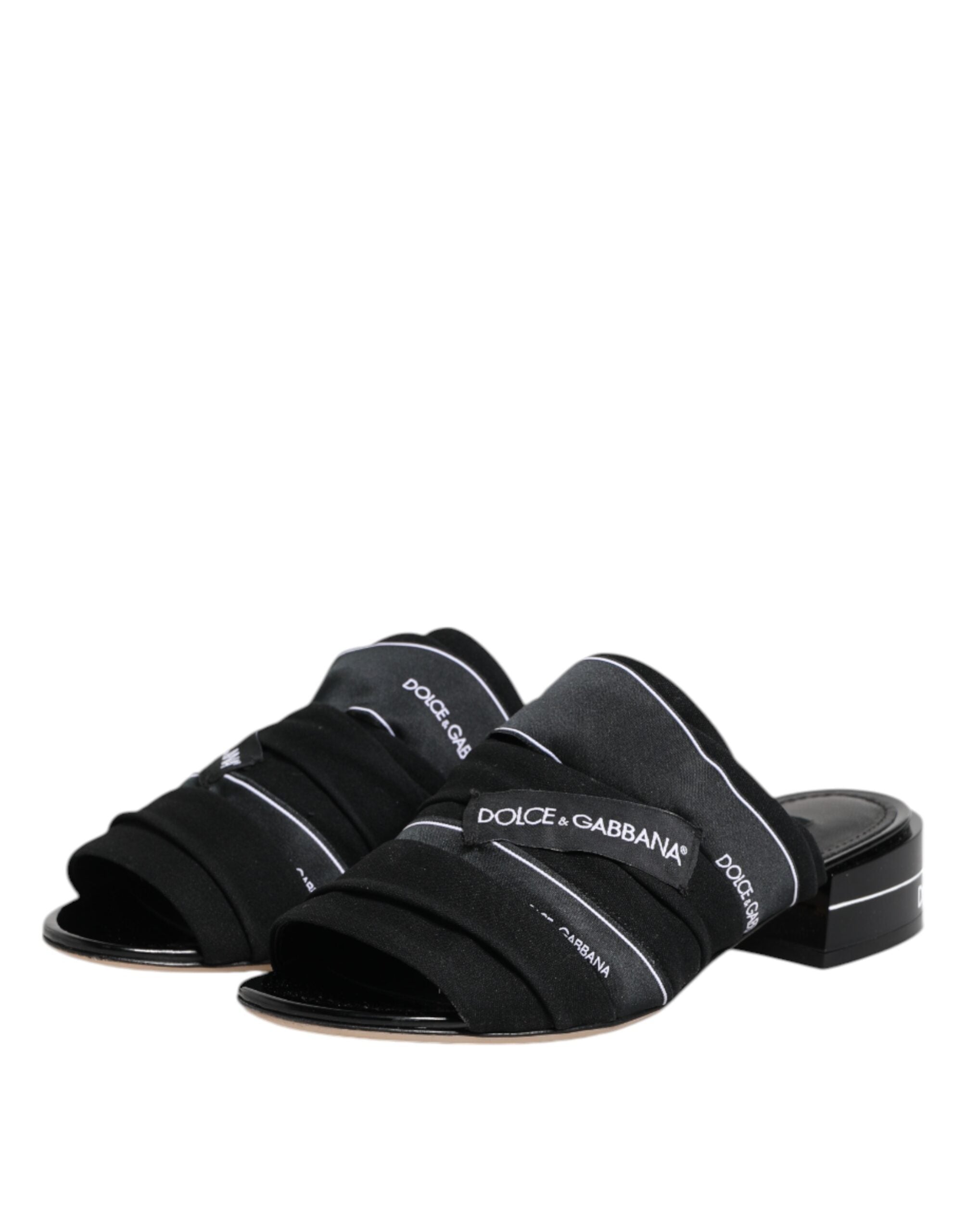 Dolce & Gabbana Schwarz Rutschen Slip On Sandalen Schuhe