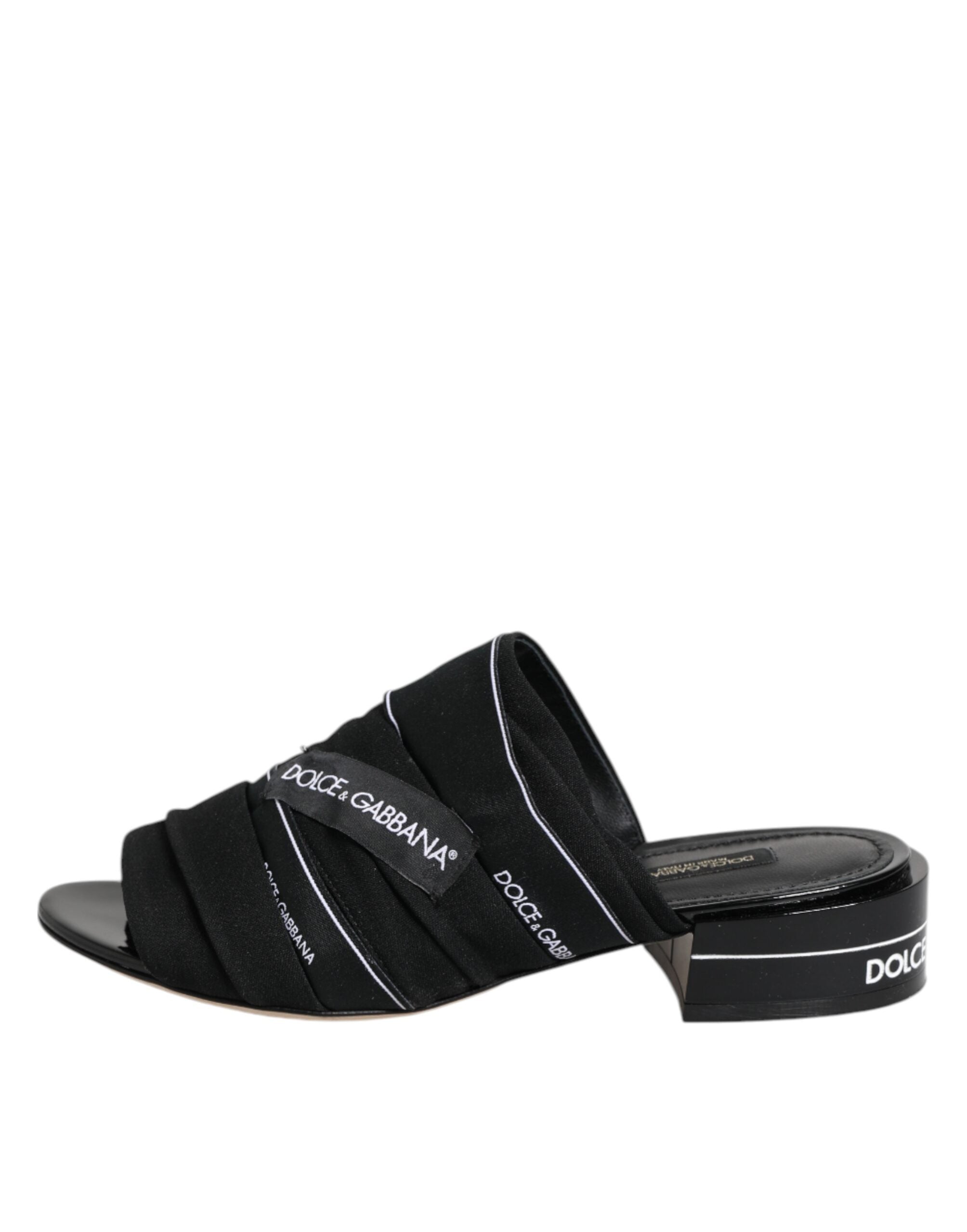 Dolce & Gabbana Schwarz Rutschen Slip On Sandalen Schuhe