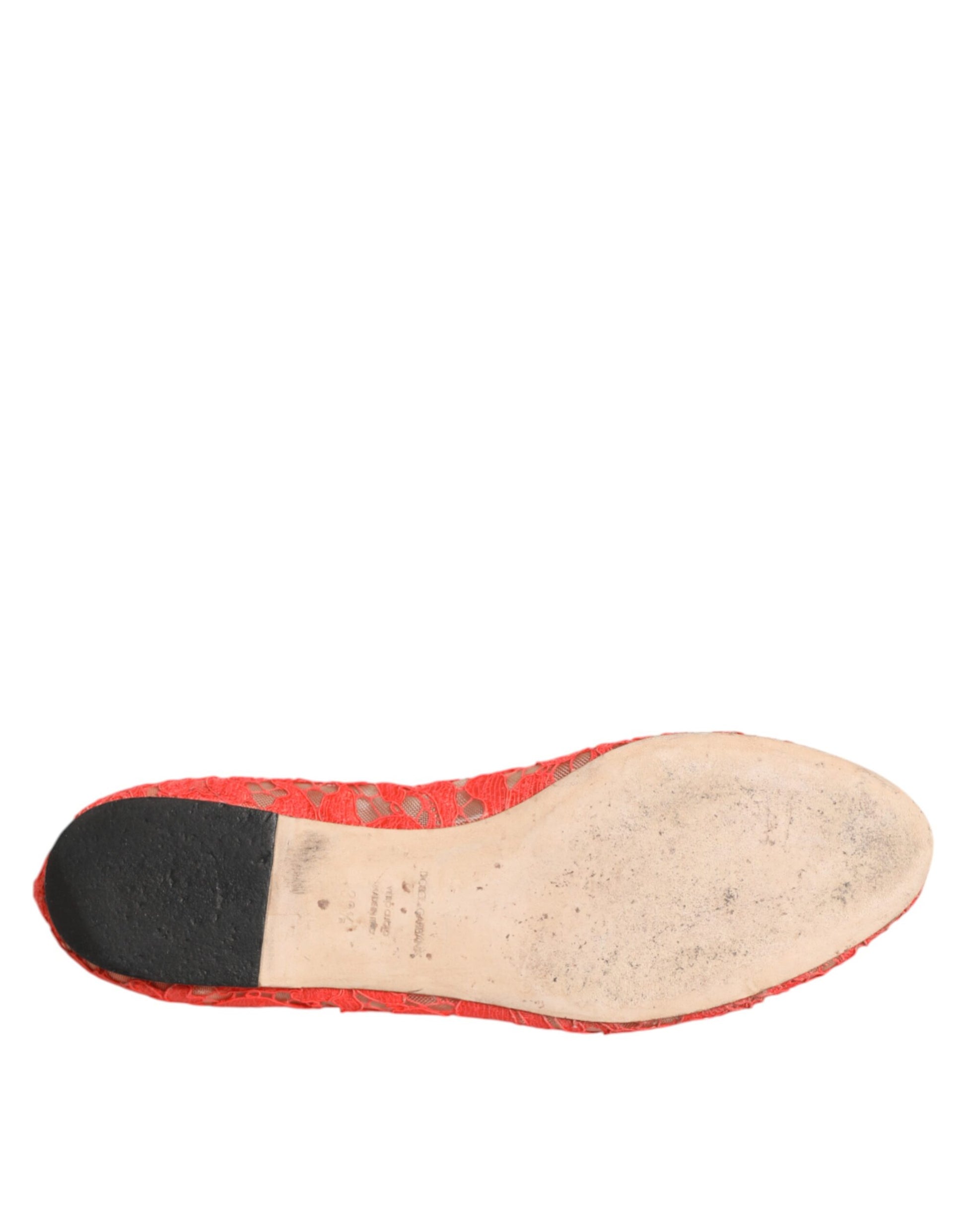 Dolce & Gabbana Orange Spitze Kristall Ballett Flats Loafers Schuhe