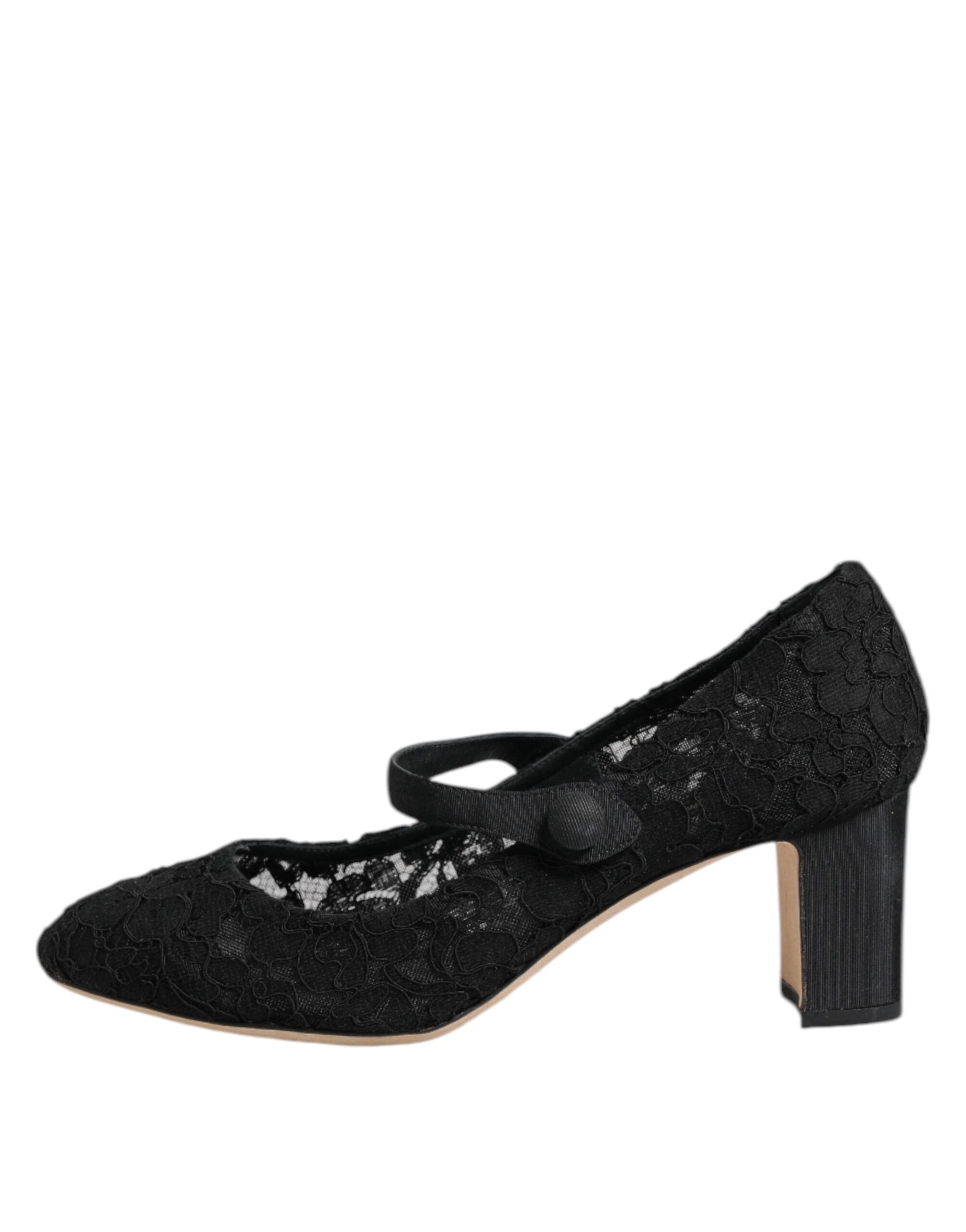 Dolce & Gabbana Schwarz Mary Jane Taormina Spitze Pumps Schuhe