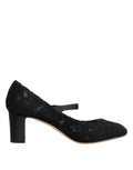 Dolce & Gabbana Black Mary Jane Taormina Lace Pumps Shoes