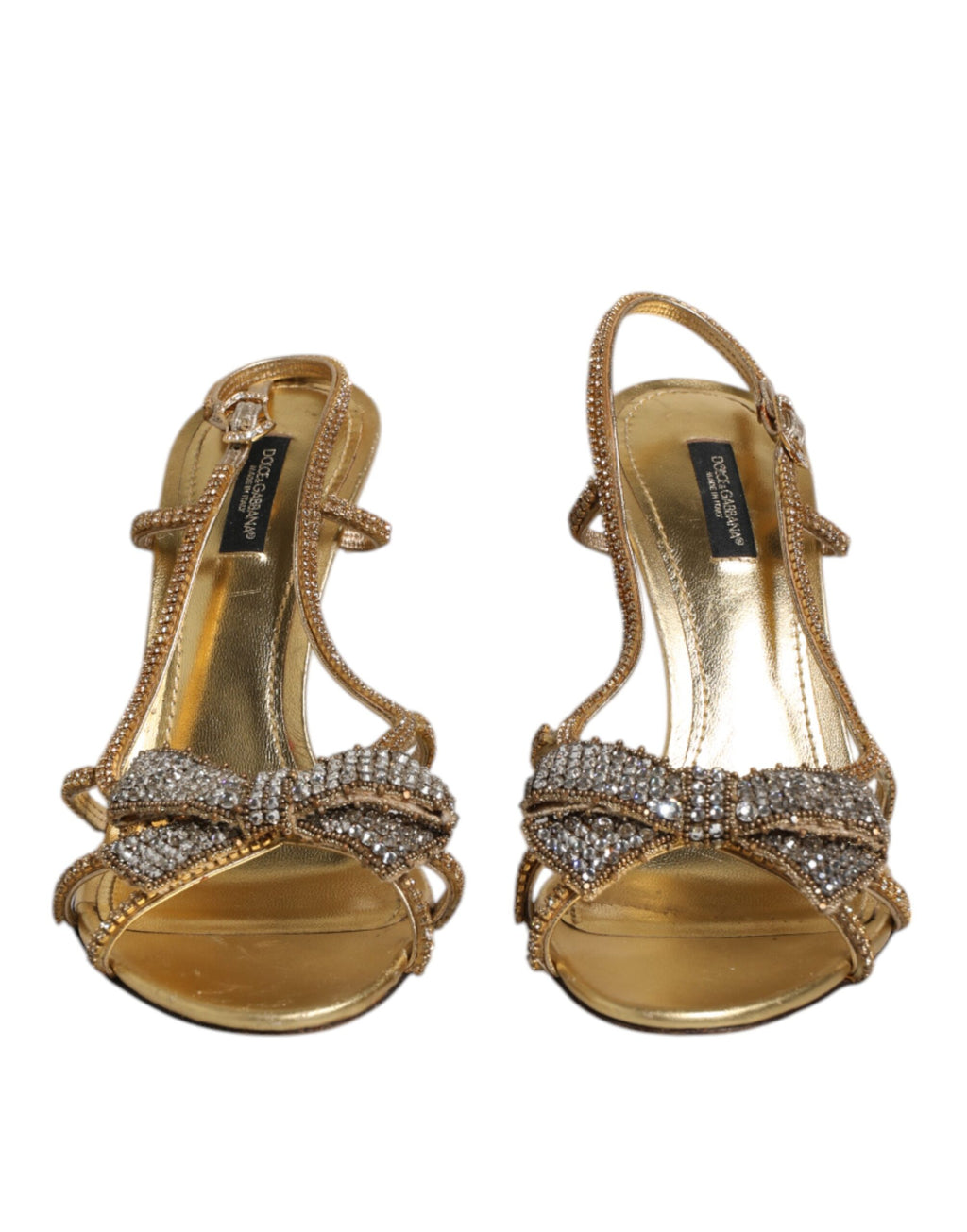 Dolce & Gabbana Gold Strass Knöchel Strap Heels Sandalen Schuhe