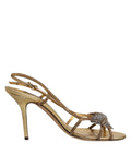 Dolce & Gabbana Gold Strass Ankle Strap Heels Sandals Shoes