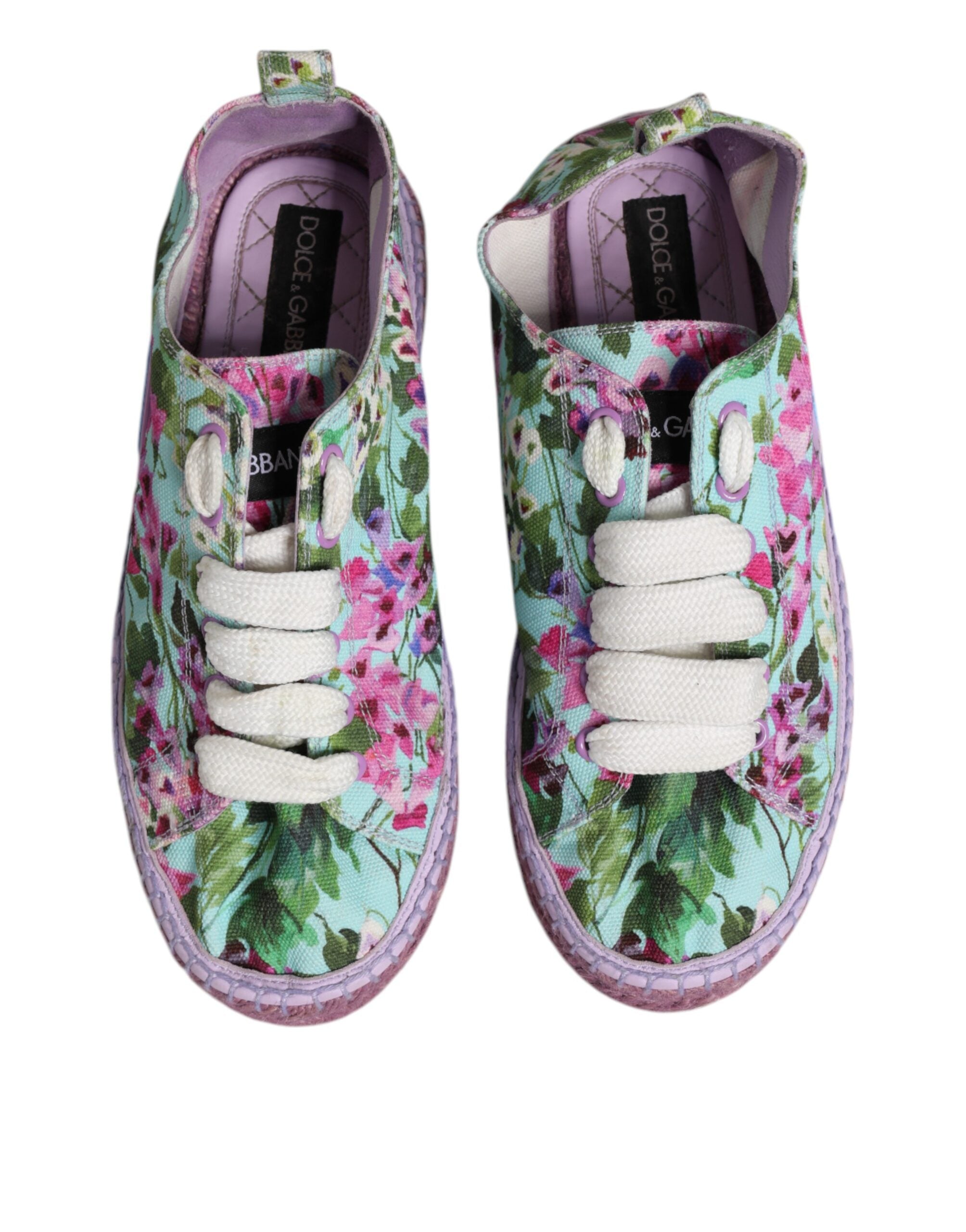 Dolce & Gabbana Multicolor Canvas Espadrilles Turnschuhe Schuhe
