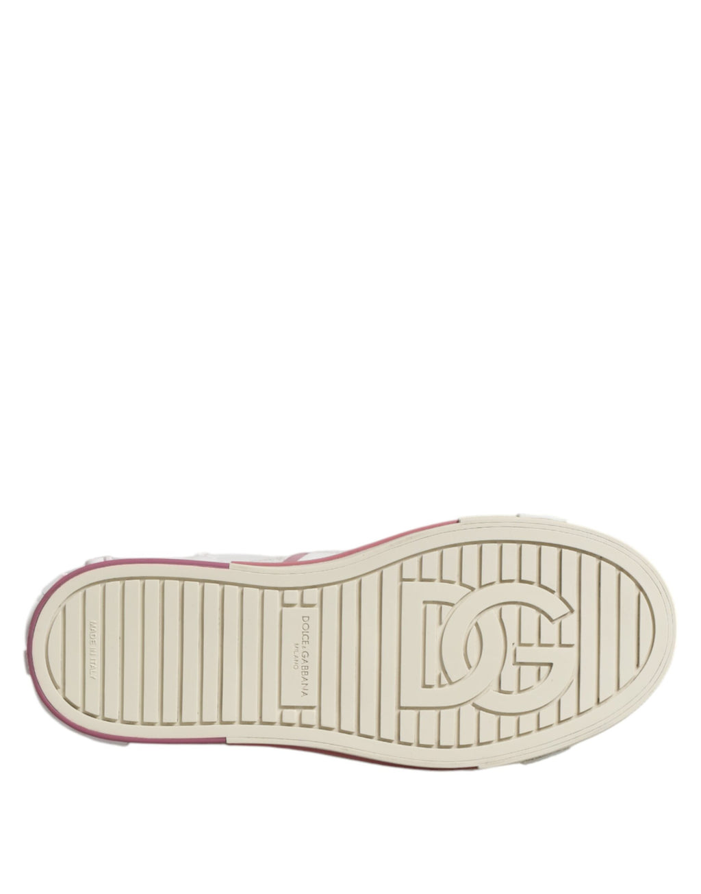 Dolce & Gabbana Weiß Rosa Leder Low Top Turnschuhe Schuhe