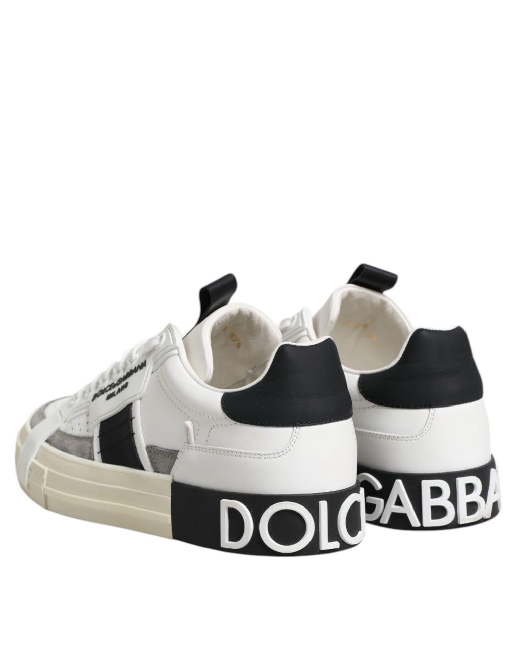 Dolce & Gabbana Weiß Schwarz Leder Low Top Sneakers Schuhe