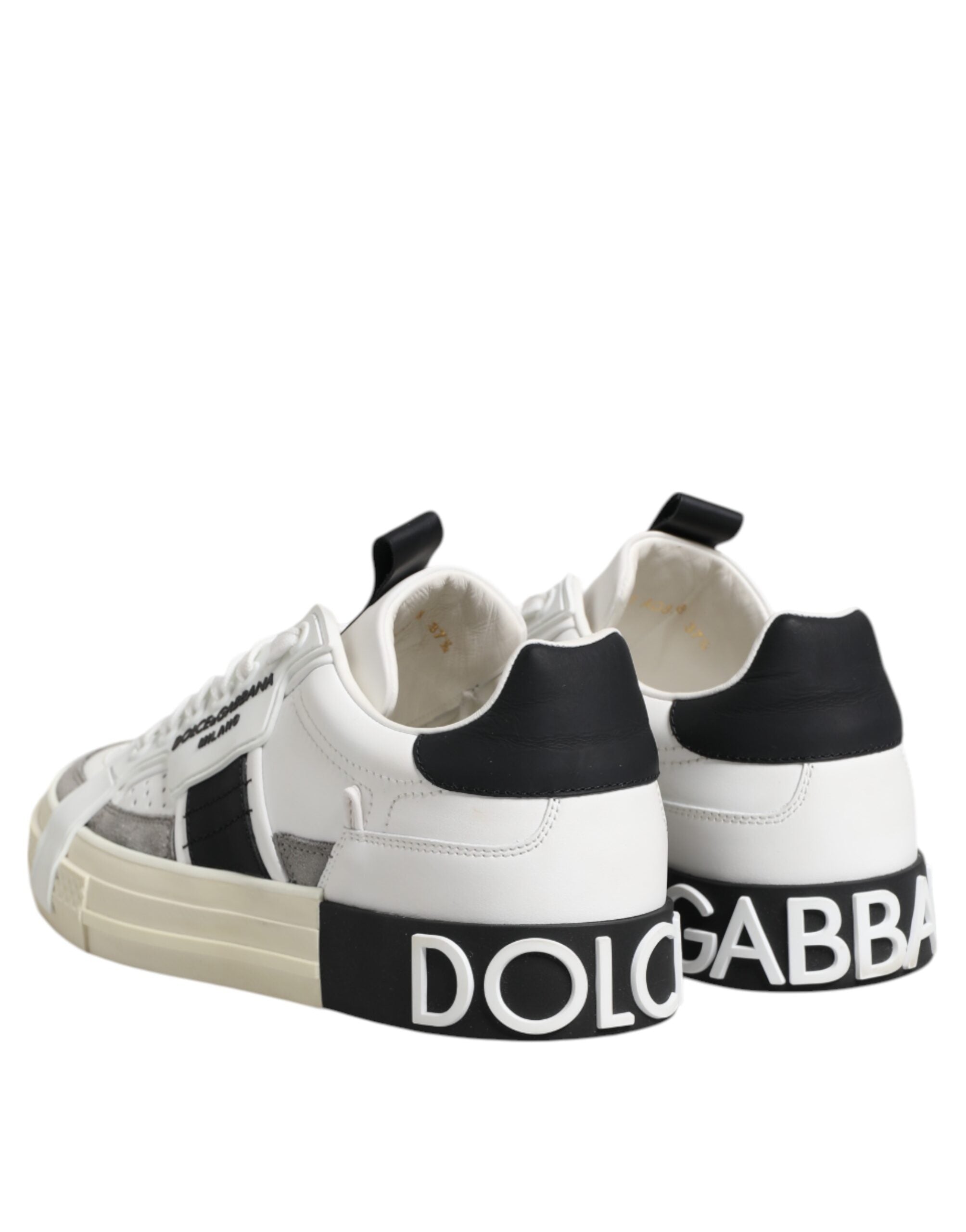 Dolce & Gabbana Weiß Schwarz Leder Low Top Sneakers Schuhe