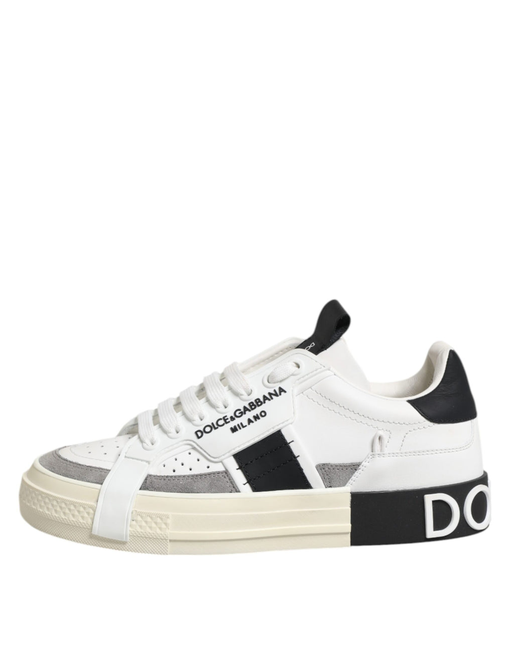 Dolce & Gabbana Weiß Schwarz Leder Low Top Sneakers Schuhe