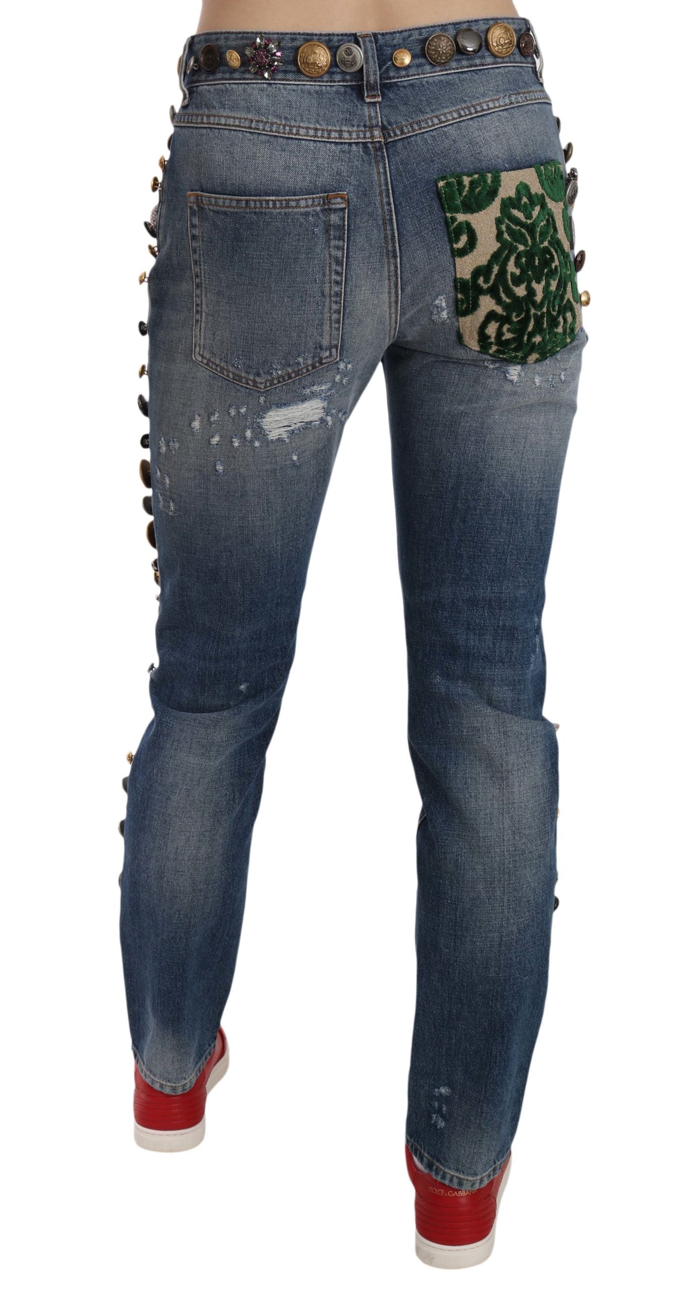 Dolce & Gabbana Distressed Embellished Buttons Jeans