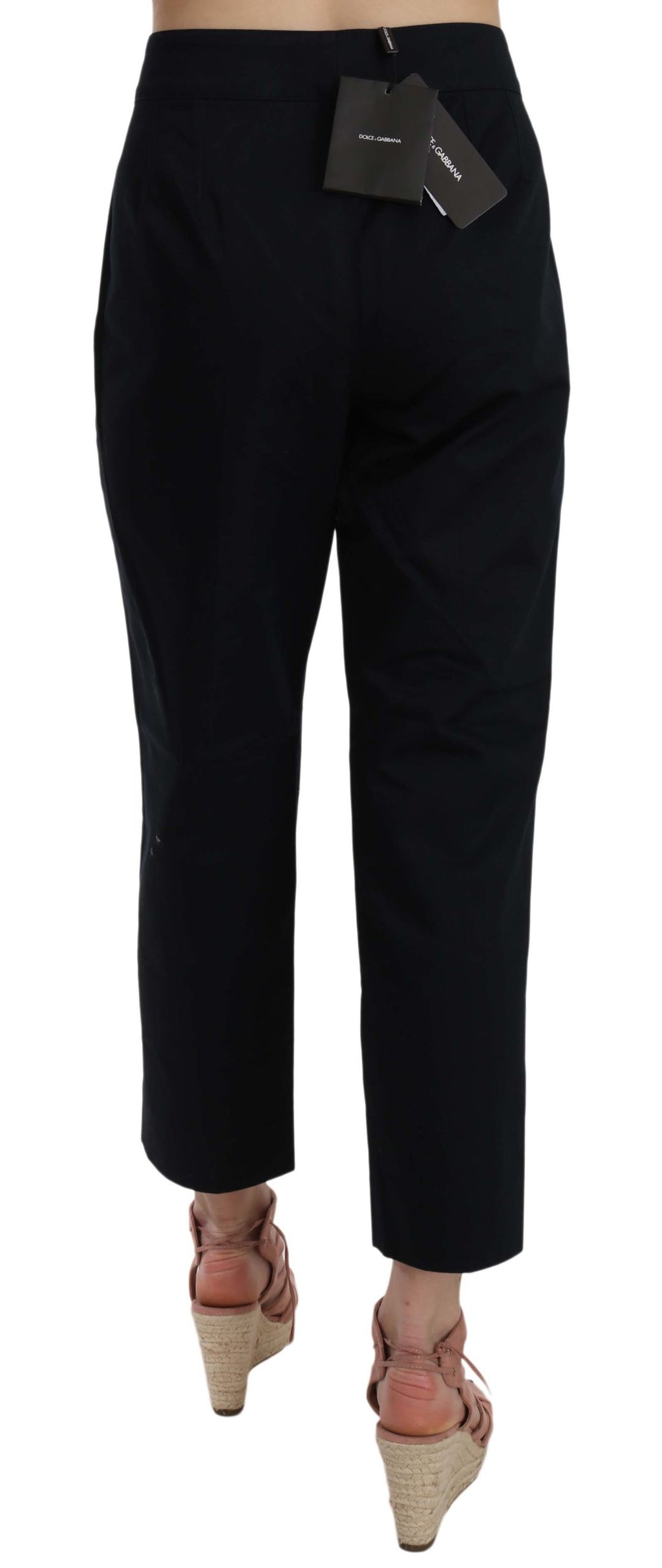 Dolce & Gabbana Schwarze kurze Hose mit Knopfleiste vorne und Verzierungen