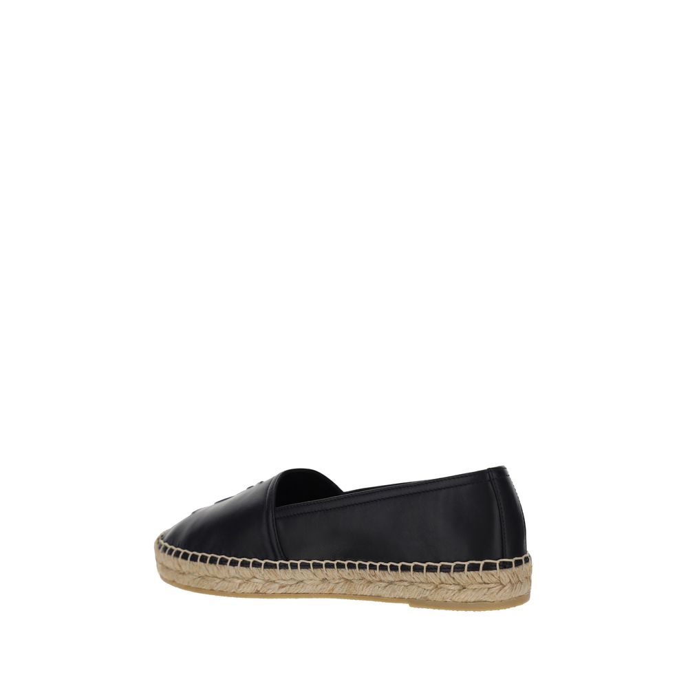 Saint Laurent Schwarze Espadrilles aus Lammleder Ovis Aries Aries