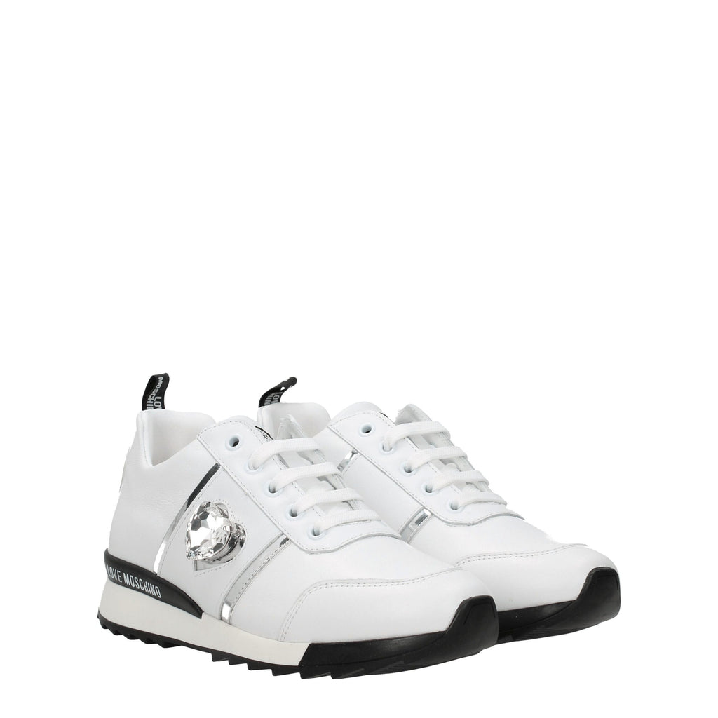 Love Moschino Weiße Leder-Low Tops