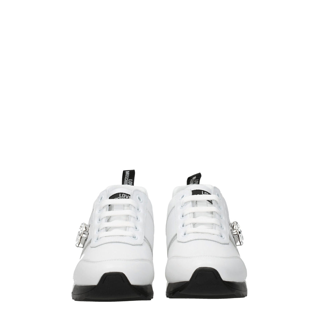 Love Moschino Weiße Leder-Low Tops