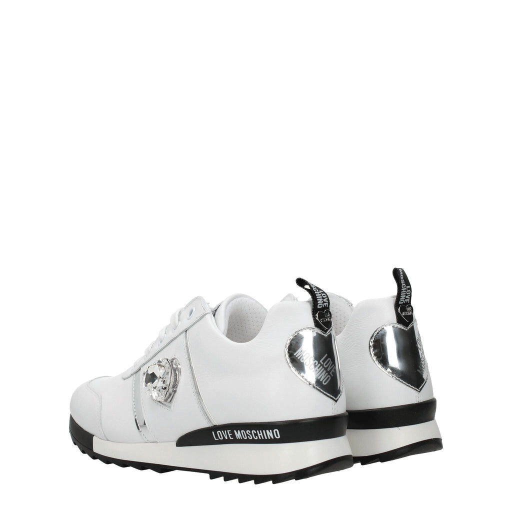 Love Moschino Weiße Leder-Low Tops