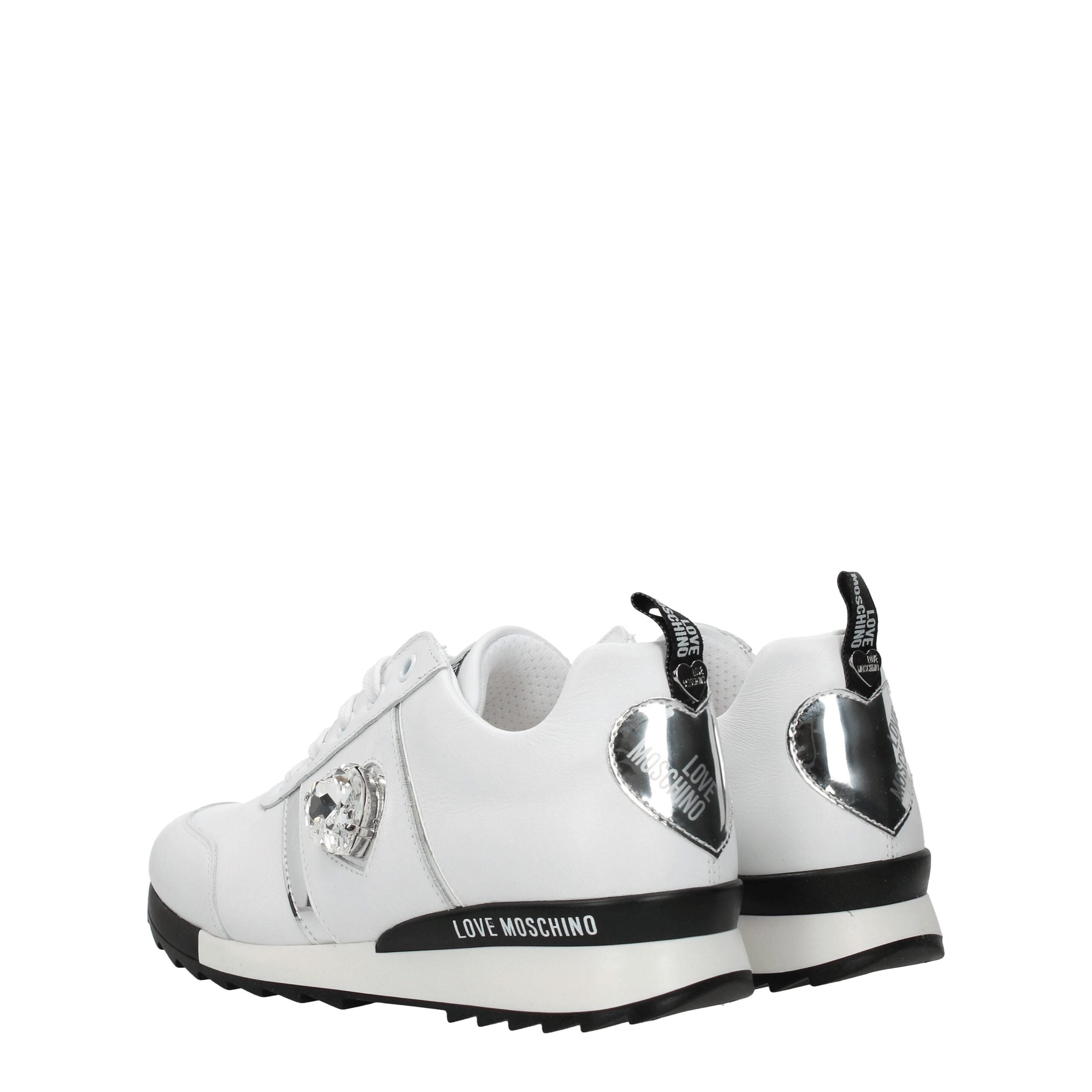 Love Moschino Weiße Leder-Low Tops