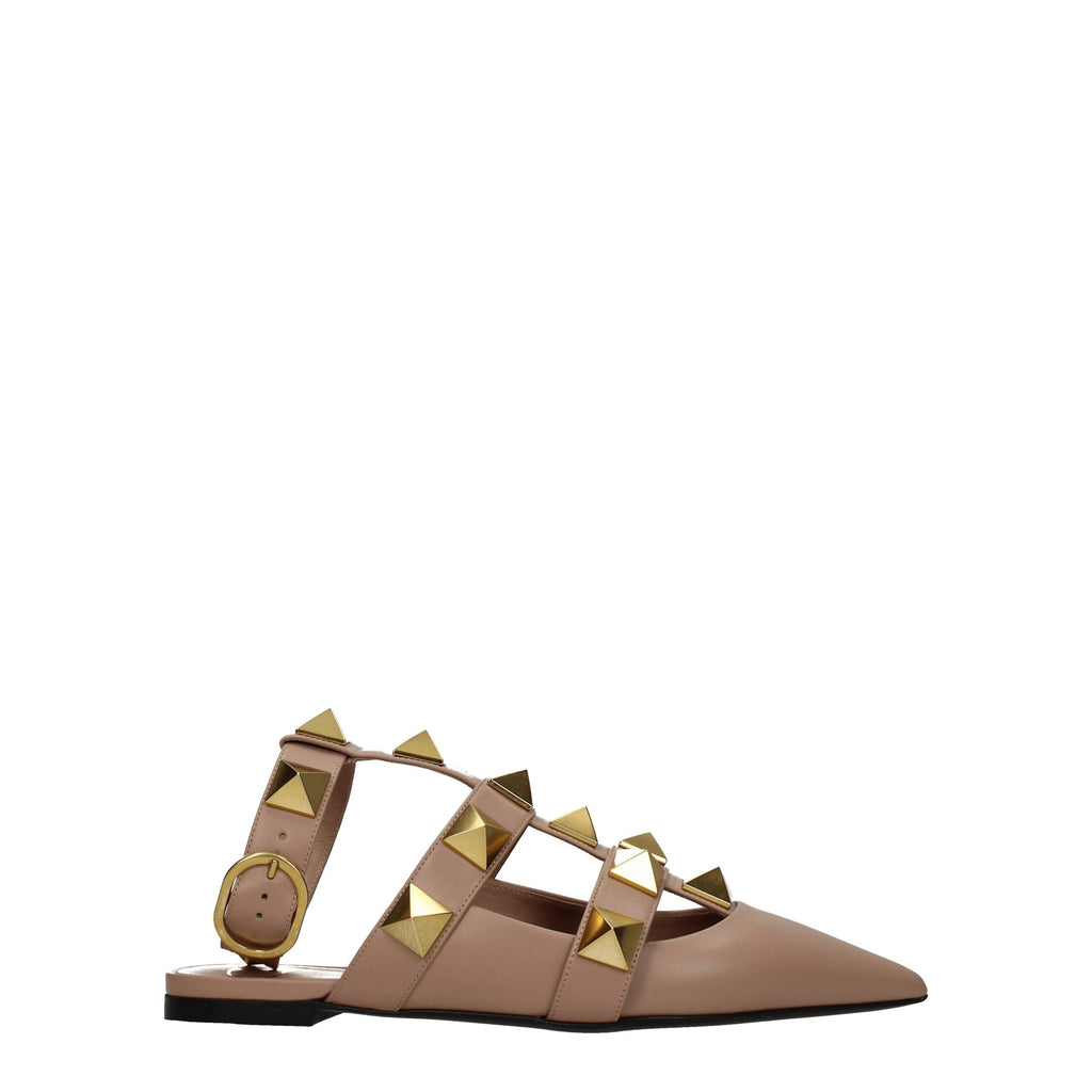Valentino Garavani Flache Sandalen aus rosa Leder
