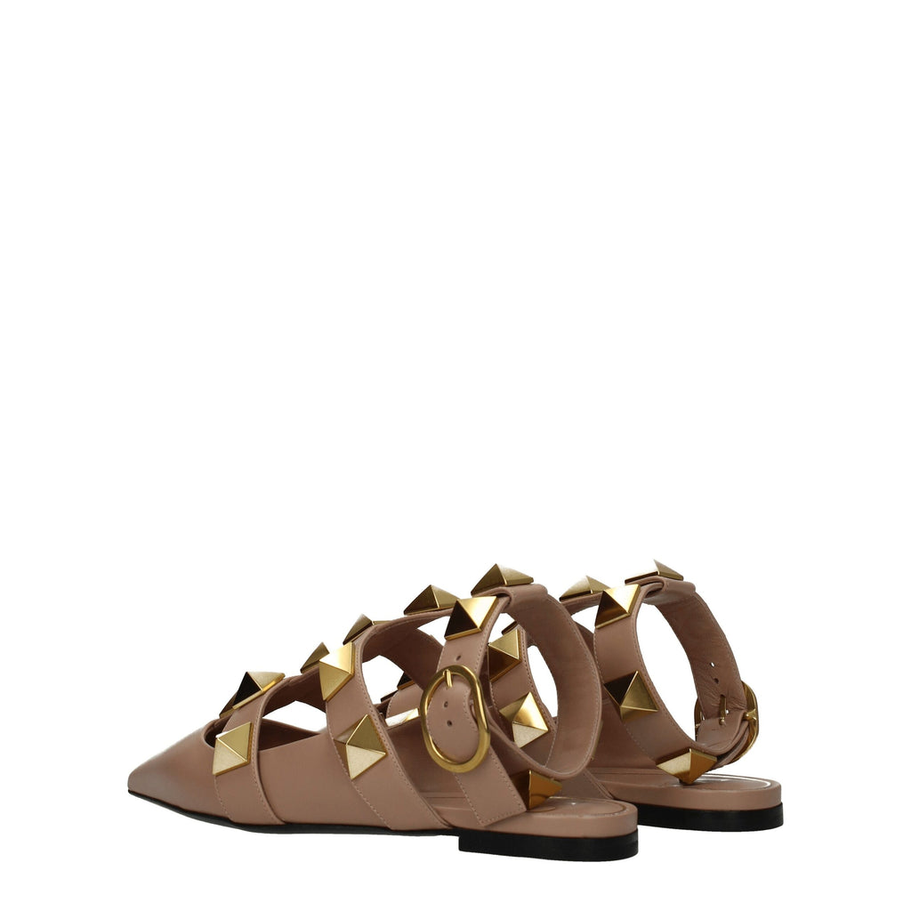 Valentino Garavani Flache Sandalen aus rosa Leder