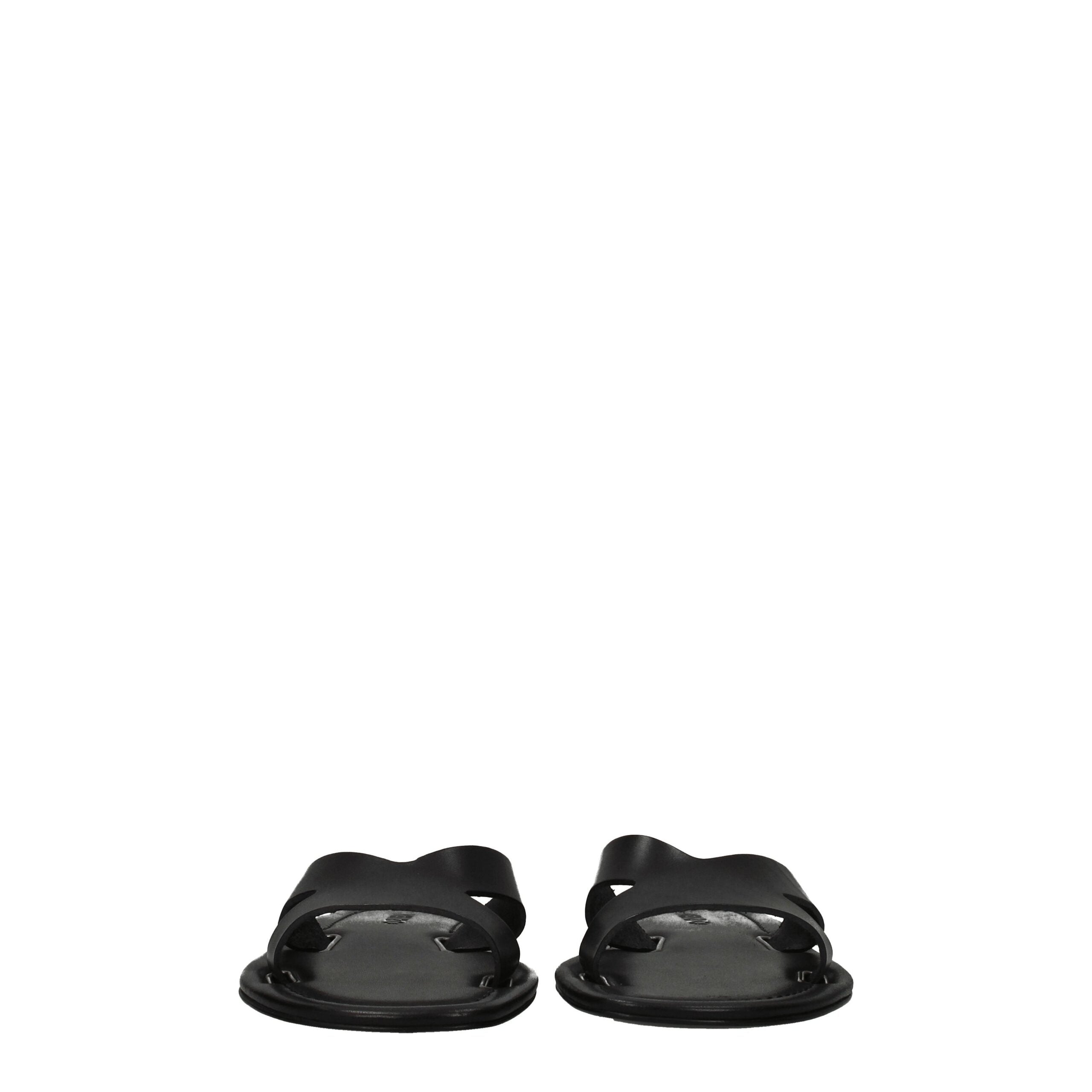 Kenzo Schwarze Lederpantoffeln Sandalen