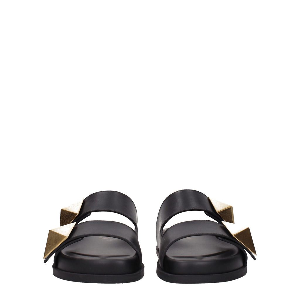 Valentino Garavani Schwarze Lederpantoffeln Sandalen