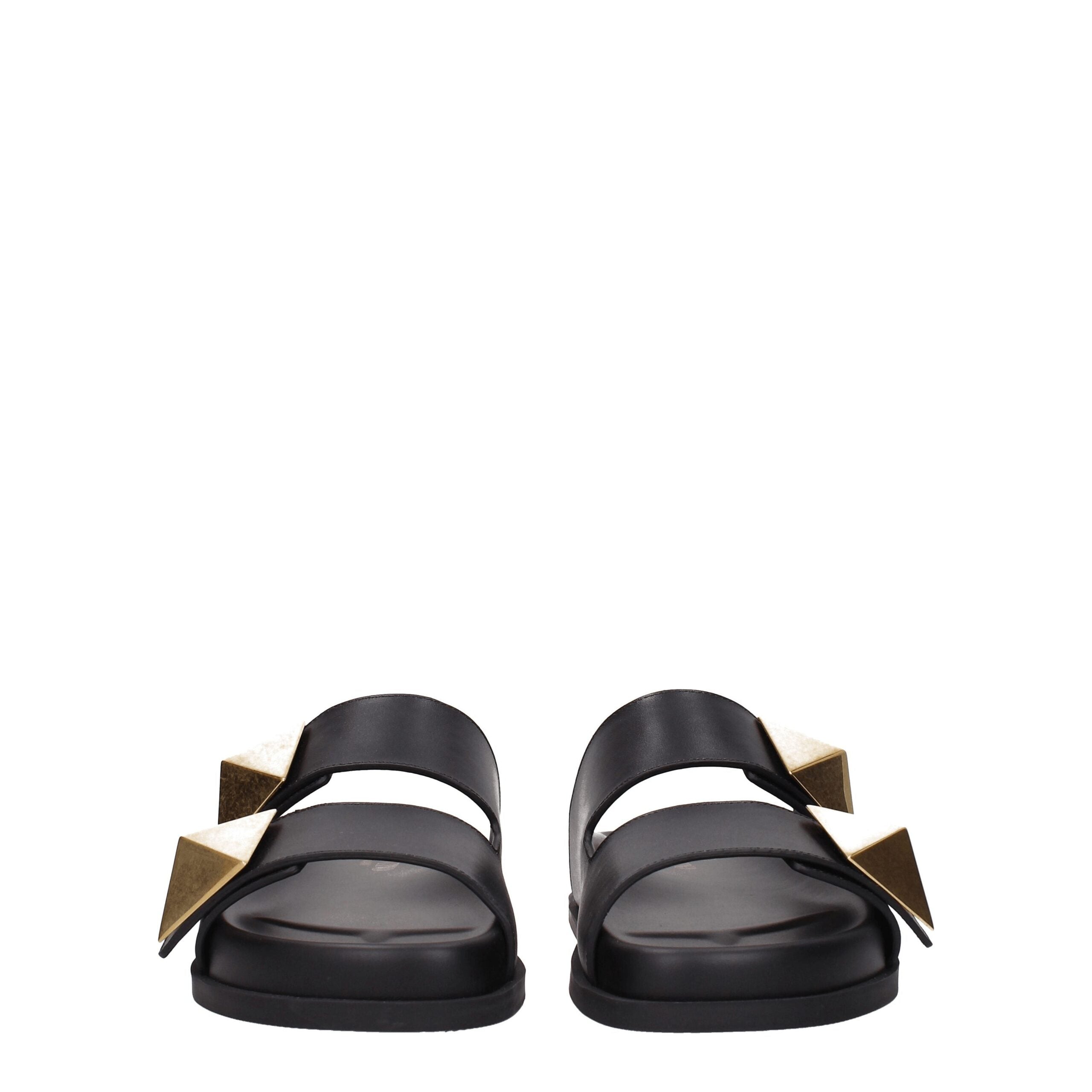 Valentino Garavani Schwarze Lederpantoffeln Sandalen