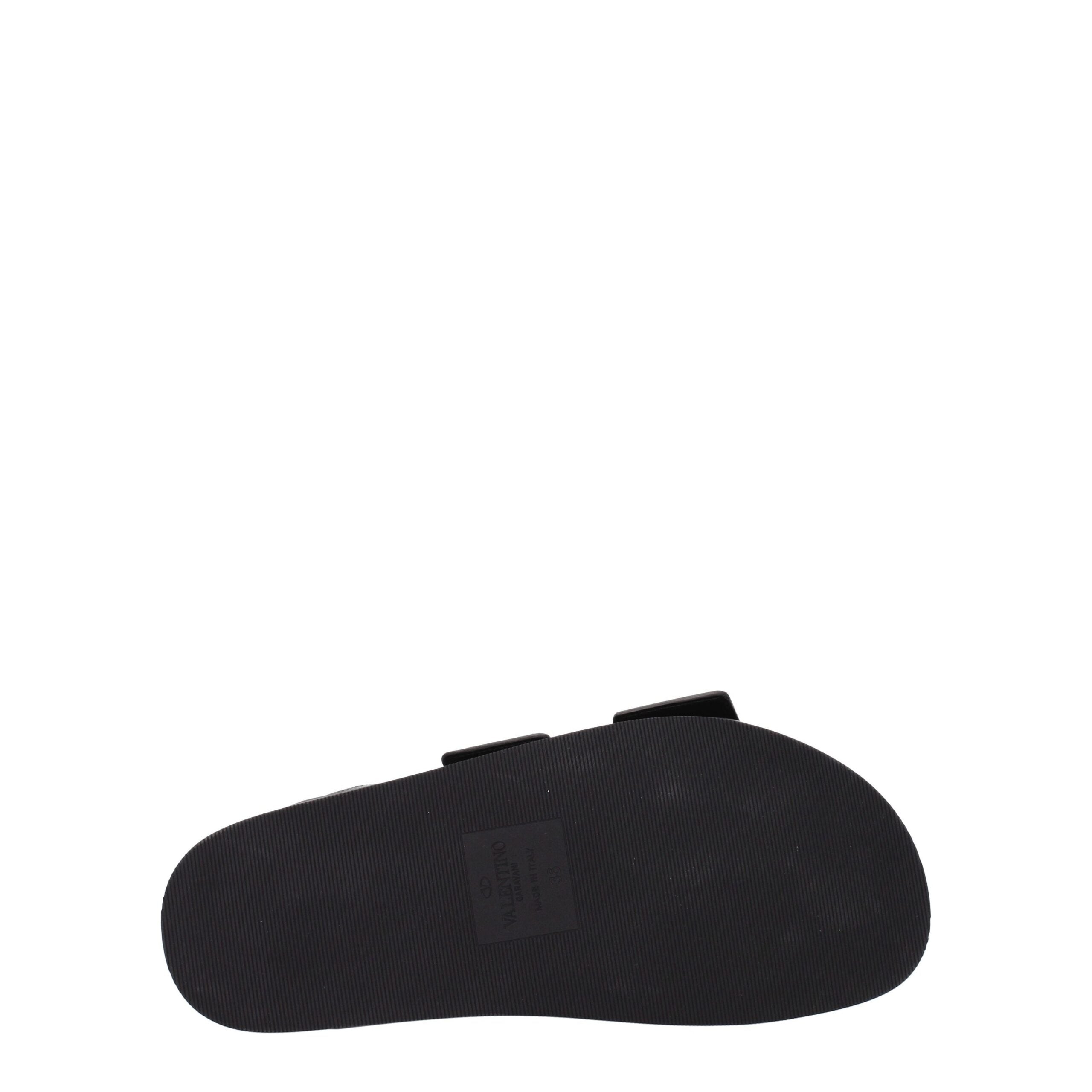 Valentino Garavani Schwarze Lederpantoffeln Sandalen