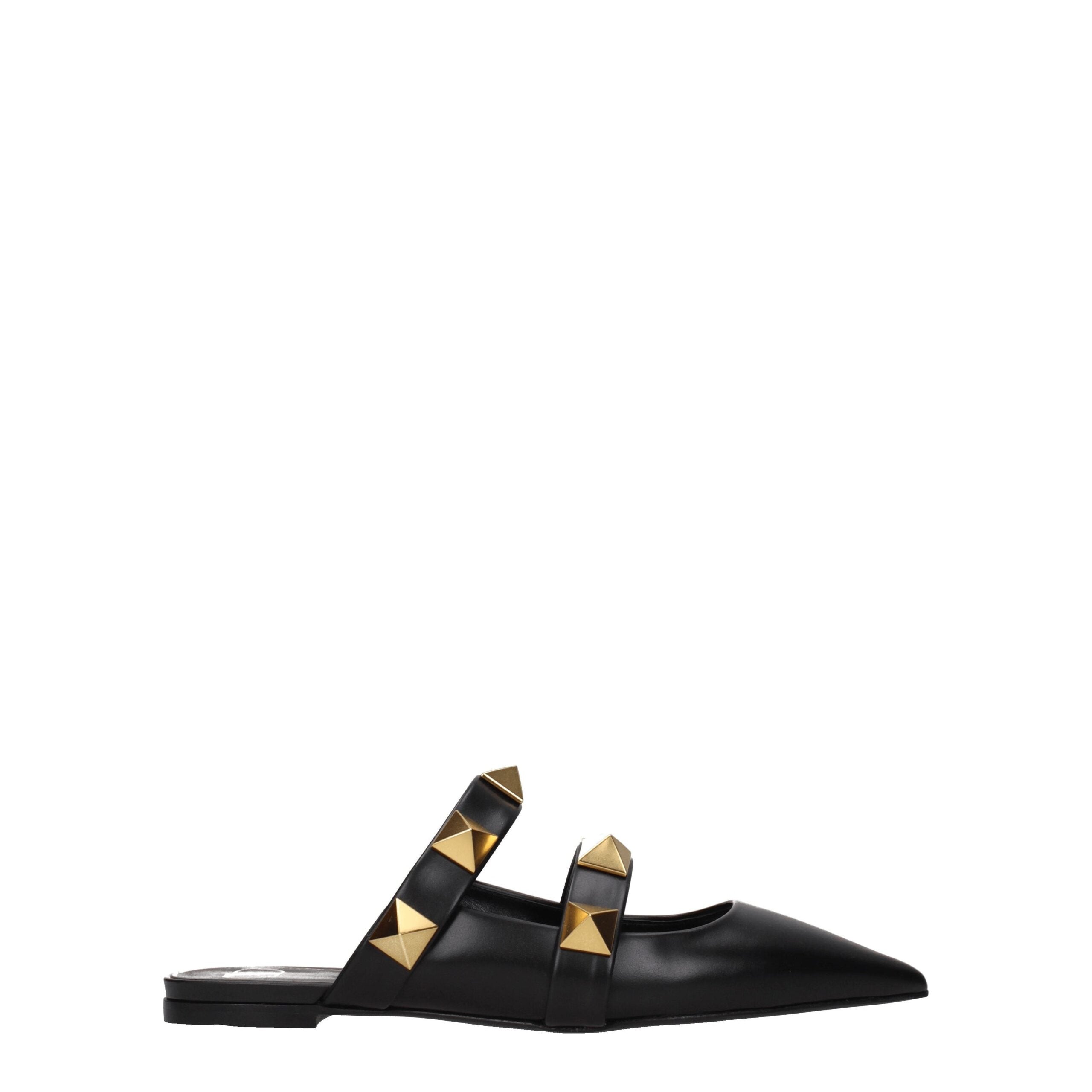 Valentino Garavani Schwarze Leder Pantoletten