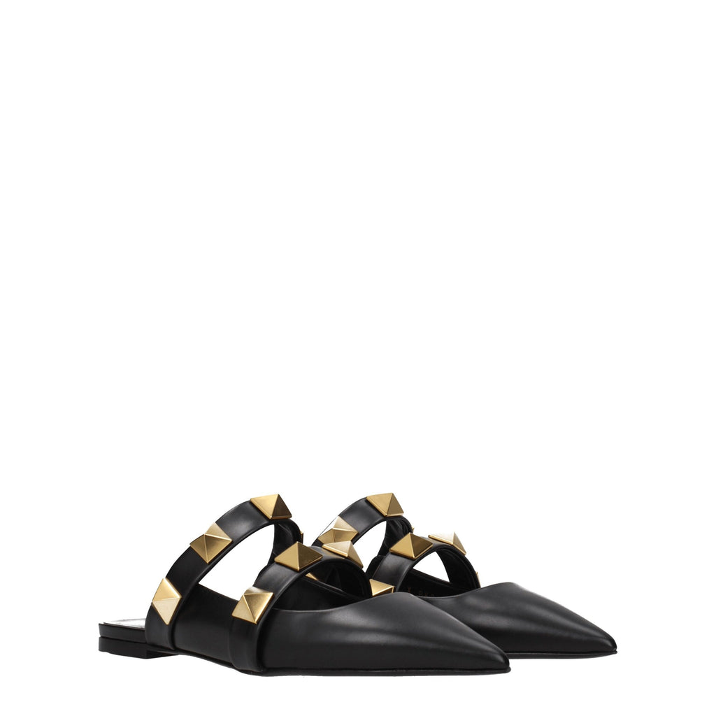 Valentino Garavani Schwarze Leder Pantoletten