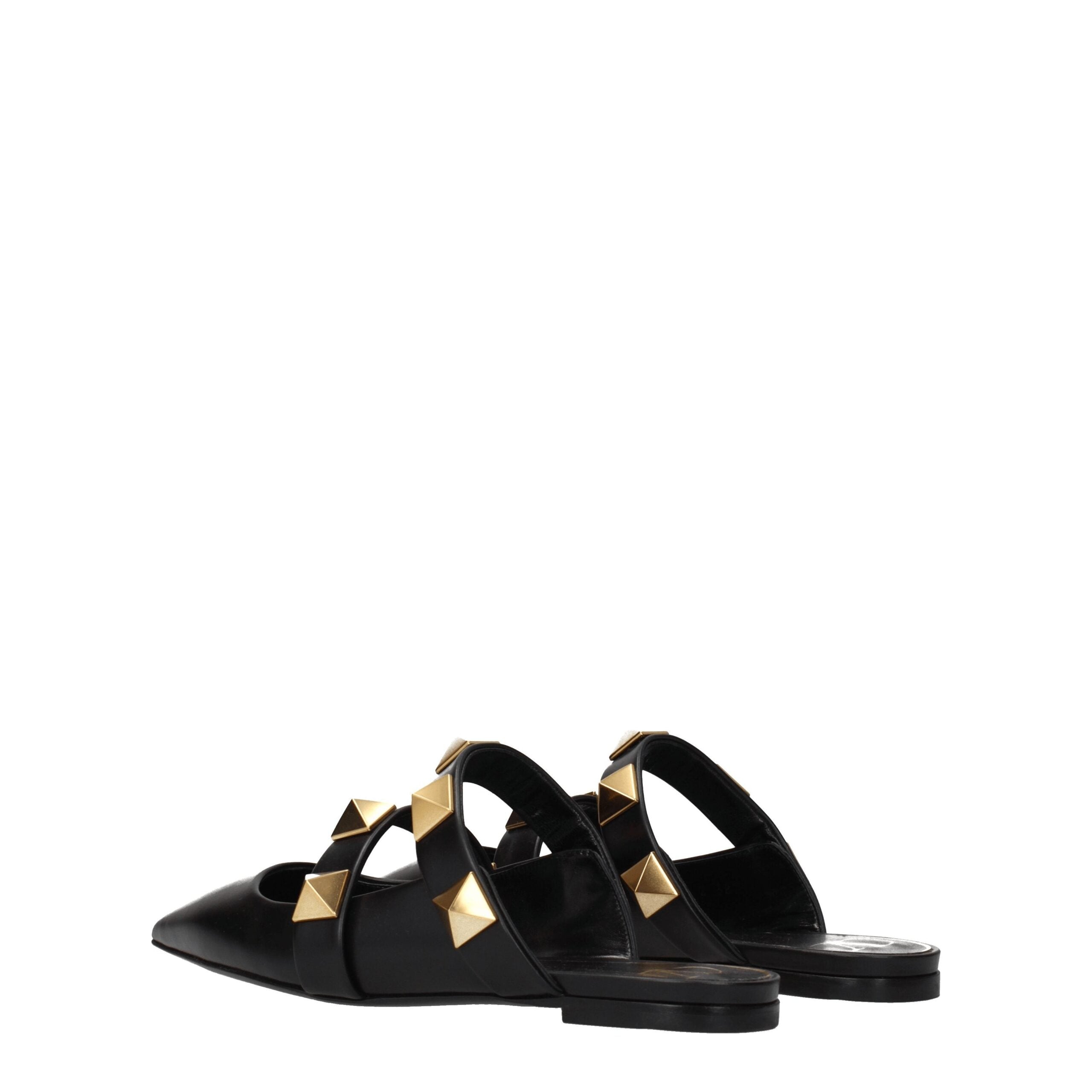 Valentino Garavani Schwarze Leder Pantoletten