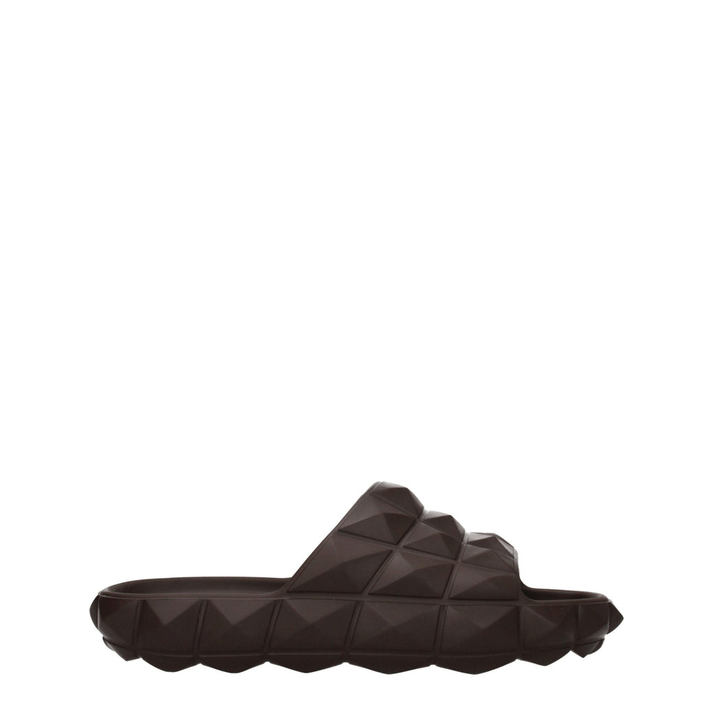 Valentino Garavani Braune Baumwollpantoffeln Sandalen
