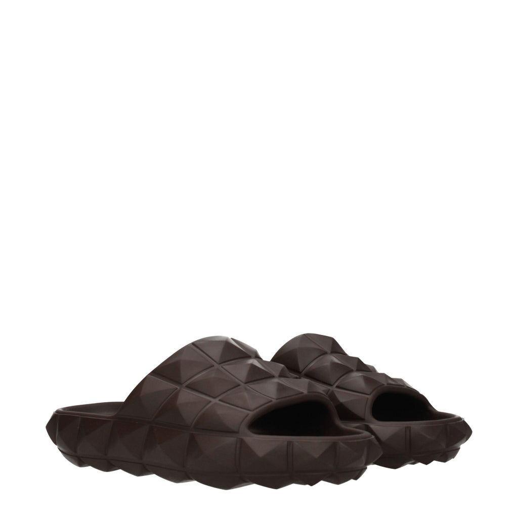 Valentino Garavani Braune Baumwollpantoffeln Sandalen