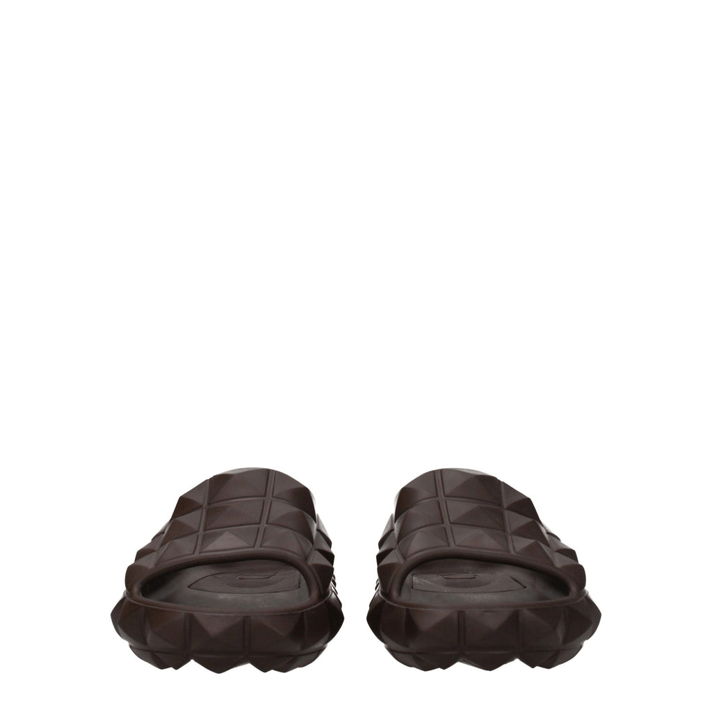 Valentino Garavani Braune Baumwollpantoffeln Sandalen